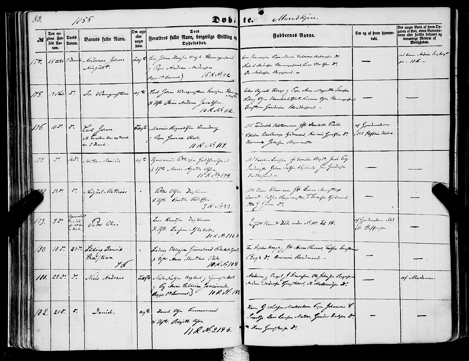 Domkirken sokneprestembete, SAB/A-74801/H/Haa/L0020: Parish register (official) no. B 3, 1851-1859, p. 88