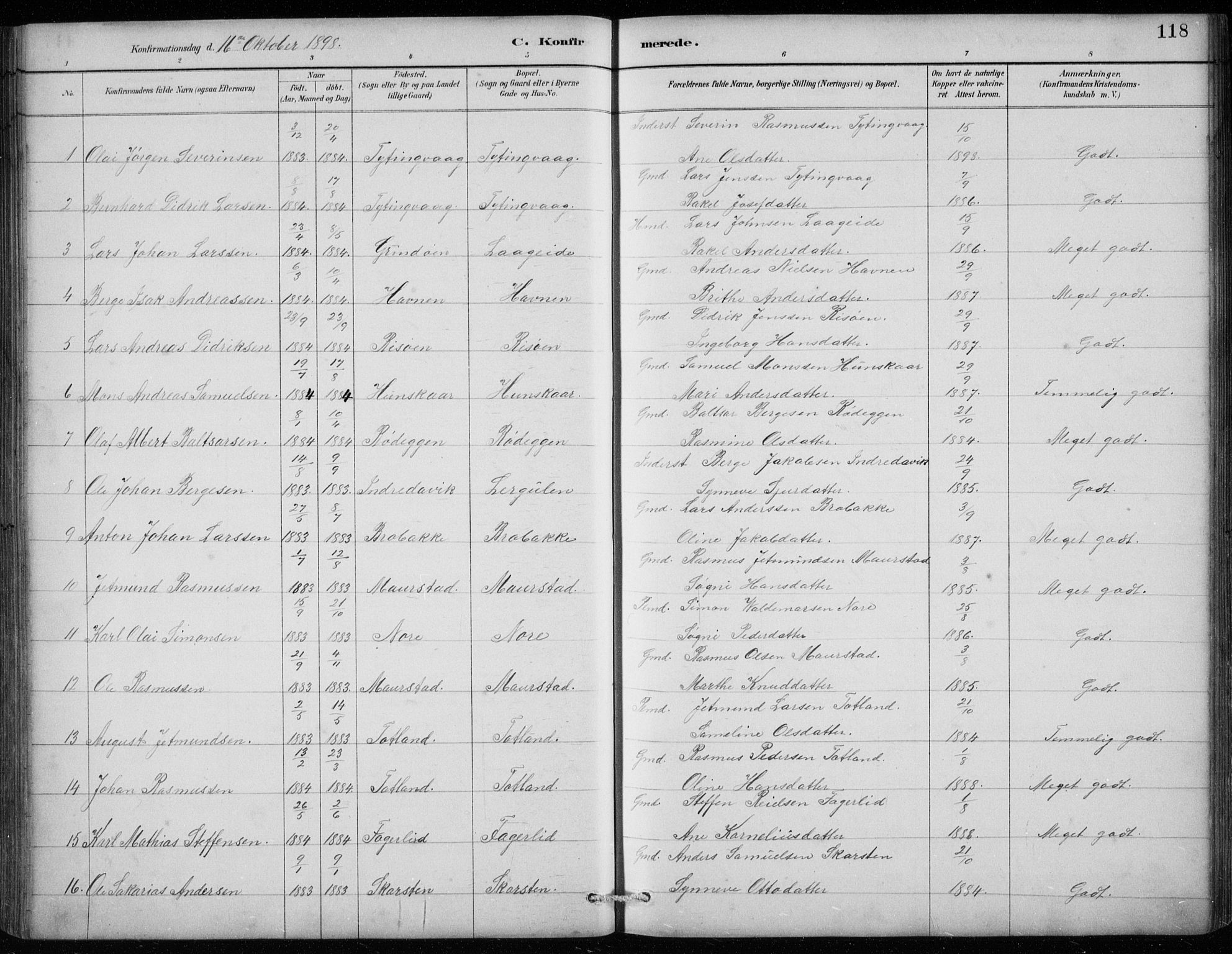 Davik sokneprestembete, AV/SAB-A-79701/H/Hab/Habc/L0002: Parish register (copy) no. C 2, 1889-1906, p. 118