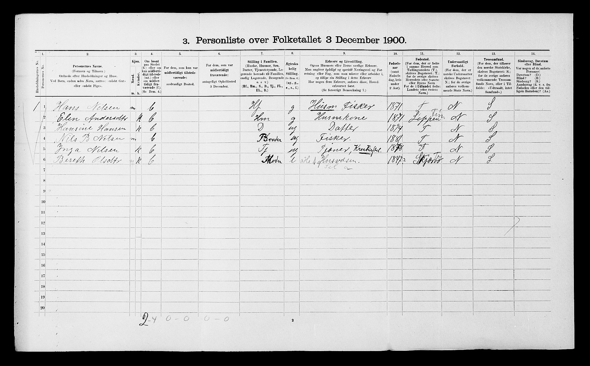 SATØ, 1900 census for Kvænangen, 1900, p. 540