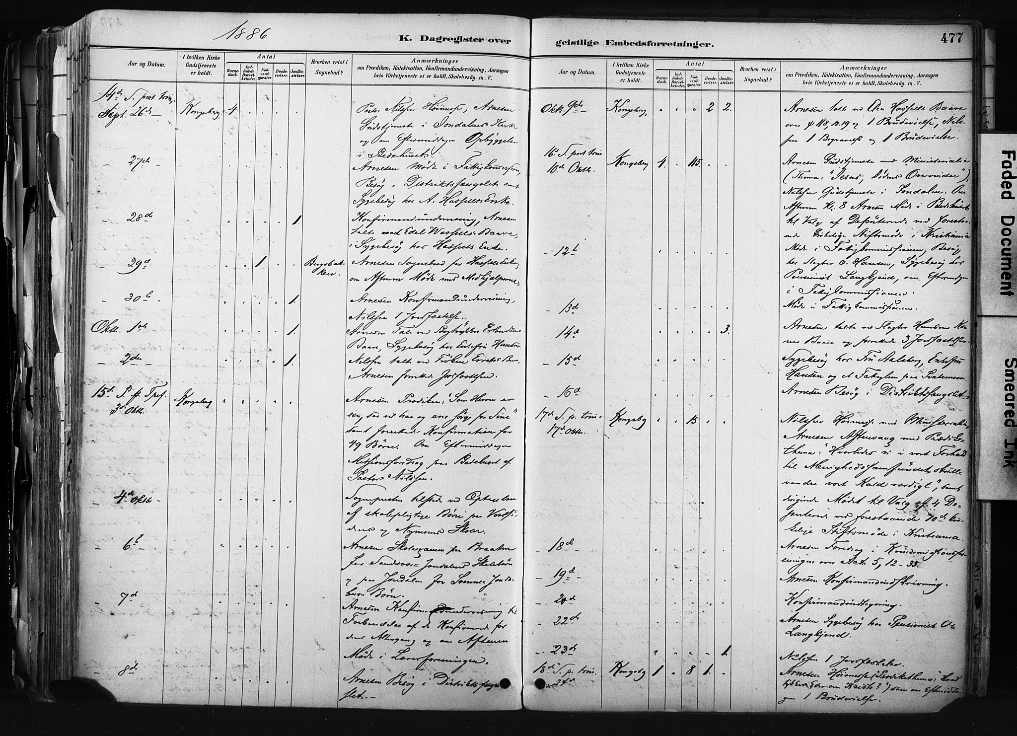 Kongsberg kirkebøker, AV/SAKO-A-22/F/Fb/L0002: Parish register (official) no. II 2, 1886-1896, p. 477