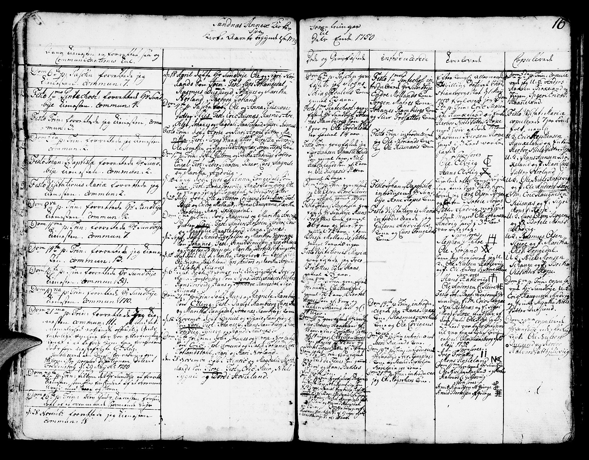 Lindås Sokneprestembete, SAB/A-76701/H/Haa: Parish register (official) no. A 3, 1748-1764, p. 16