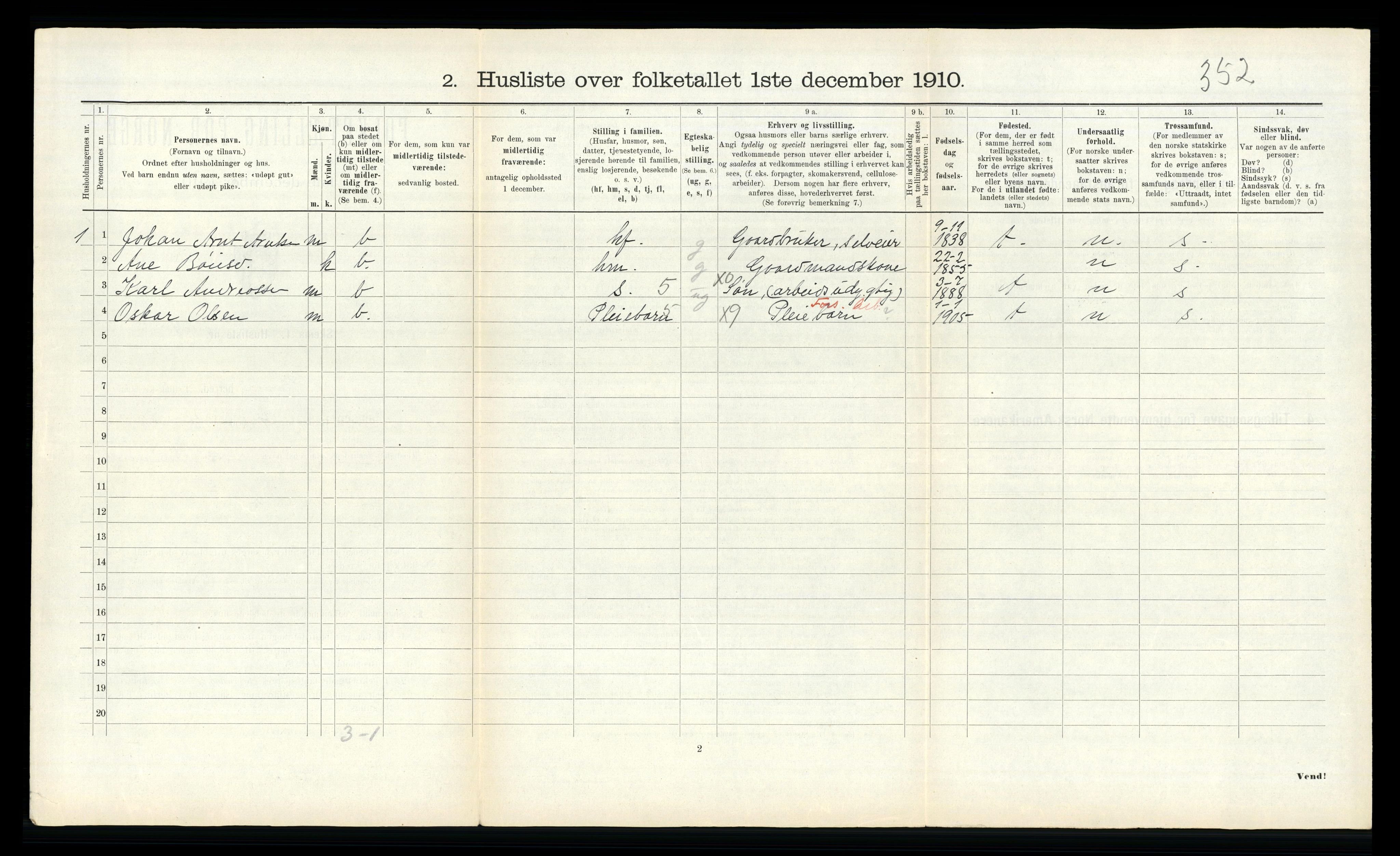 RA, 1910 census for Frosta, 1910, p. 892