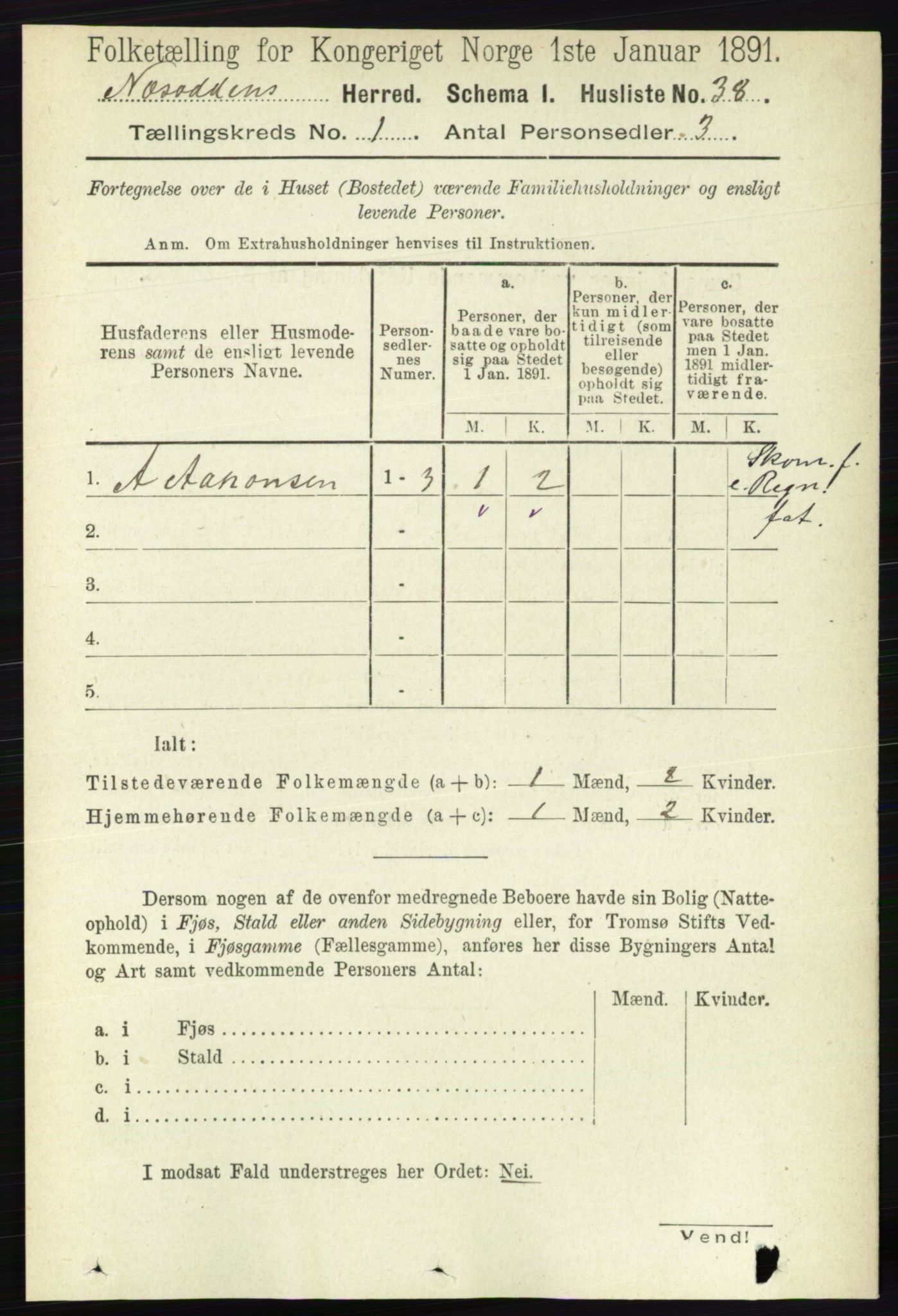 RA, 1891 census for 0216 Nesodden, 1891, p. 54