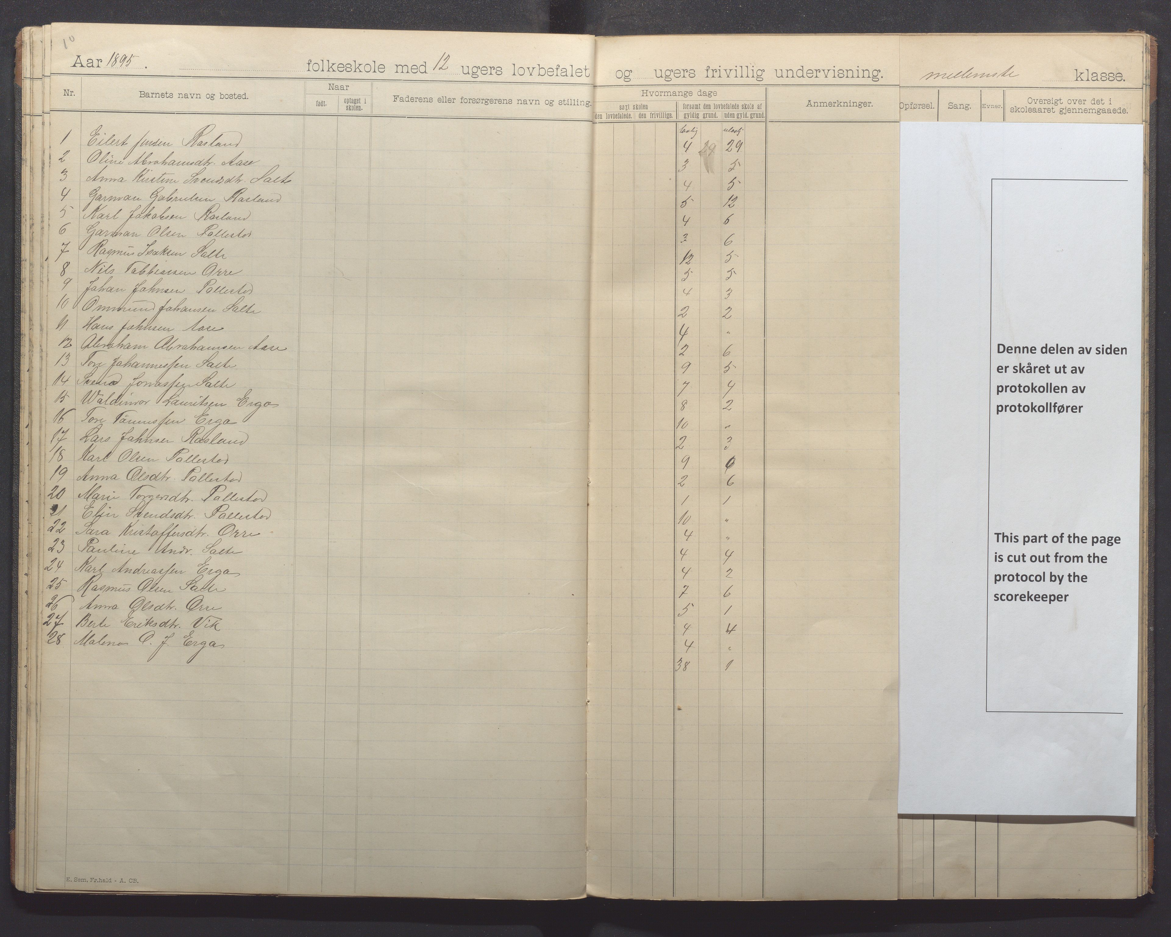 Klepp kommune - Pollestad skule, IKAR/K-100295/H/L0001: Skoleprotokoll, 1892-1898, p. 23