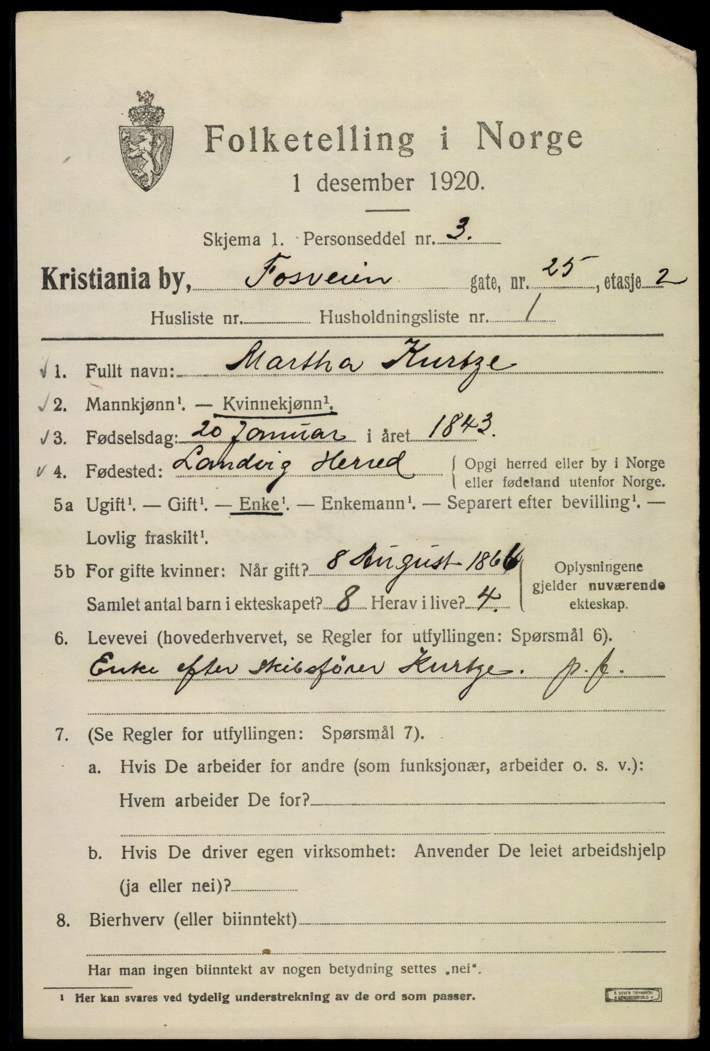 SAO, 1920 census for Kristiania, 1920, p. 232689