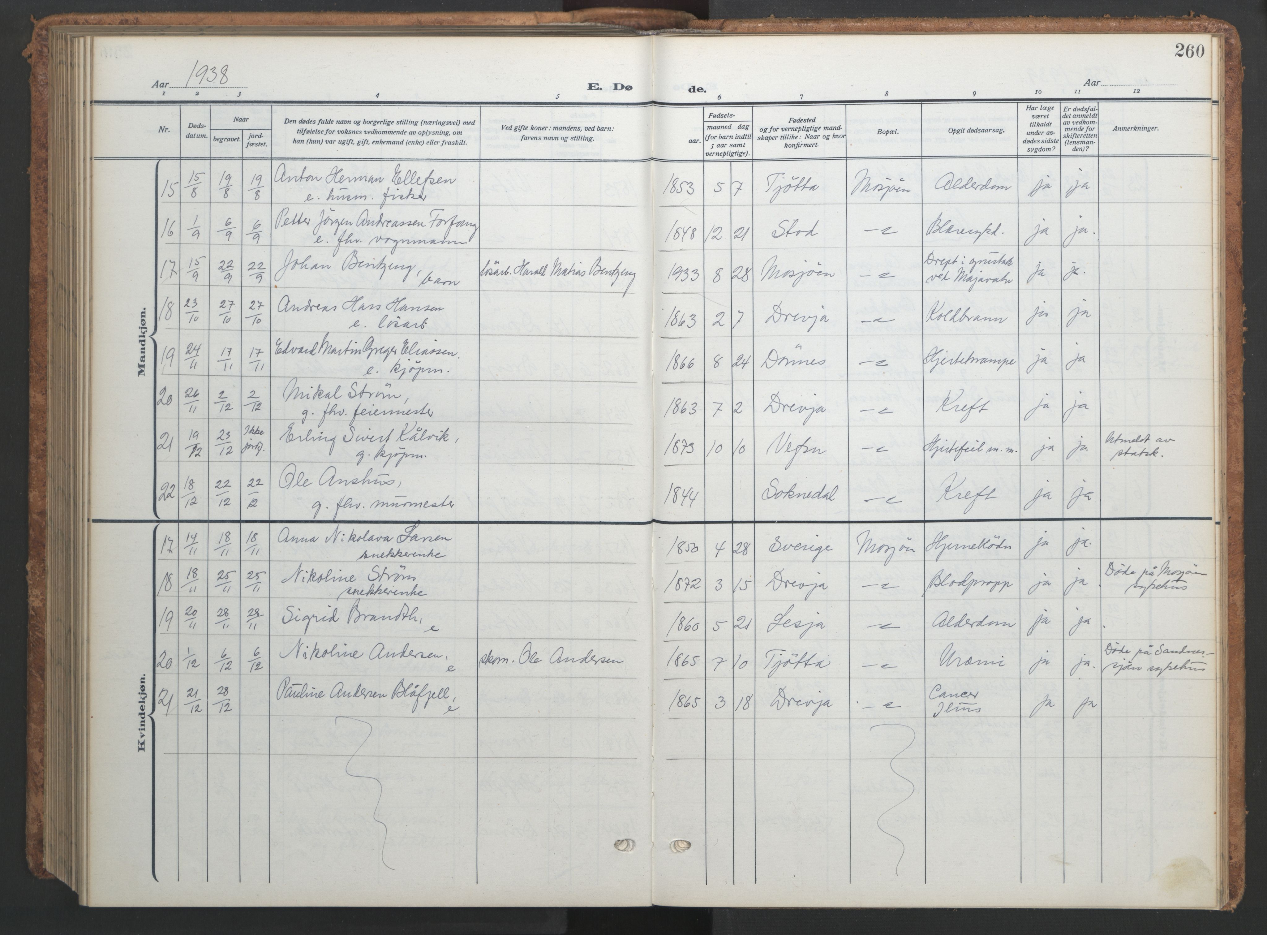 Ministerialprotokoller, klokkerbøker og fødselsregistre - Nordland, AV/SAT-A-1459/820/L0303: Parish register (copy) no. 820C05, 1917-1952, p. 260