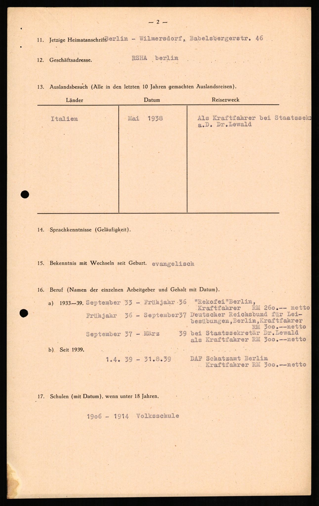 Forsvaret, Forsvarets overkommando II, AV/RA-RAFA-3915/D/Db/L0013: CI Questionaires. Tyske okkupasjonsstyrker i Norge. Tyskere., 1945-1946, p. 346