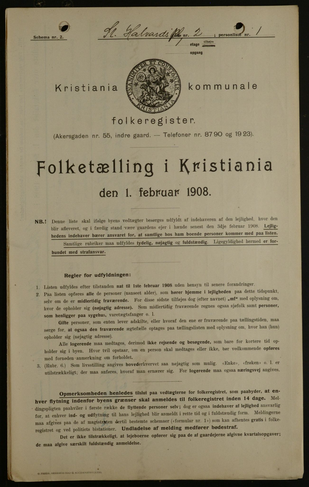 OBA, Municipal Census 1908 for Kristiania, 1908, p. 79258