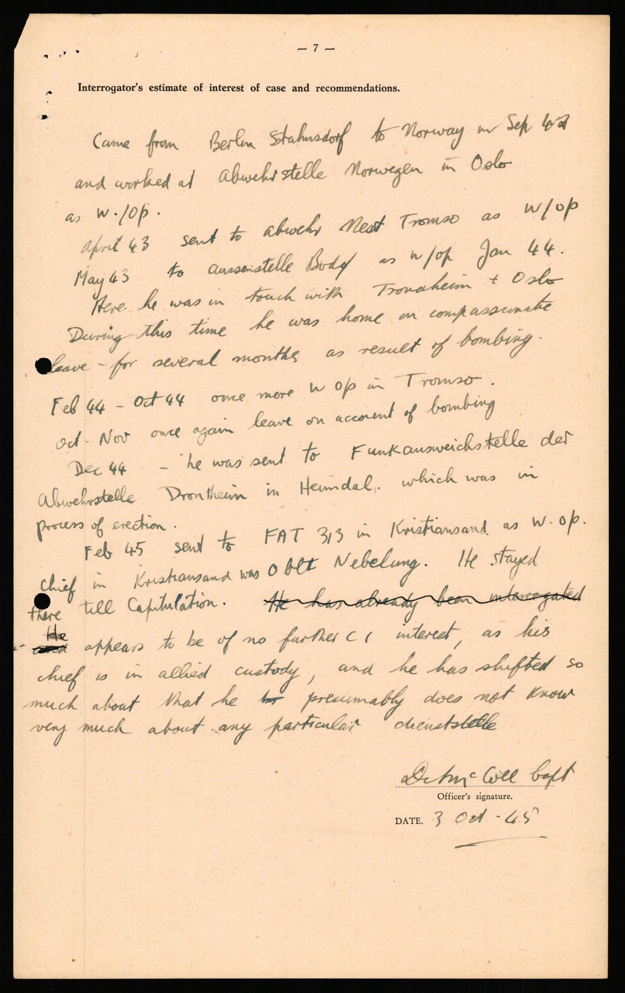 Forsvaret, Forsvarets overkommando II, AV/RA-RAFA-3915/D/Db/L0032: CI Questionaires. Tyske okkupasjonsstyrker i Norge. Tyskere., 1945-1946, p. 56