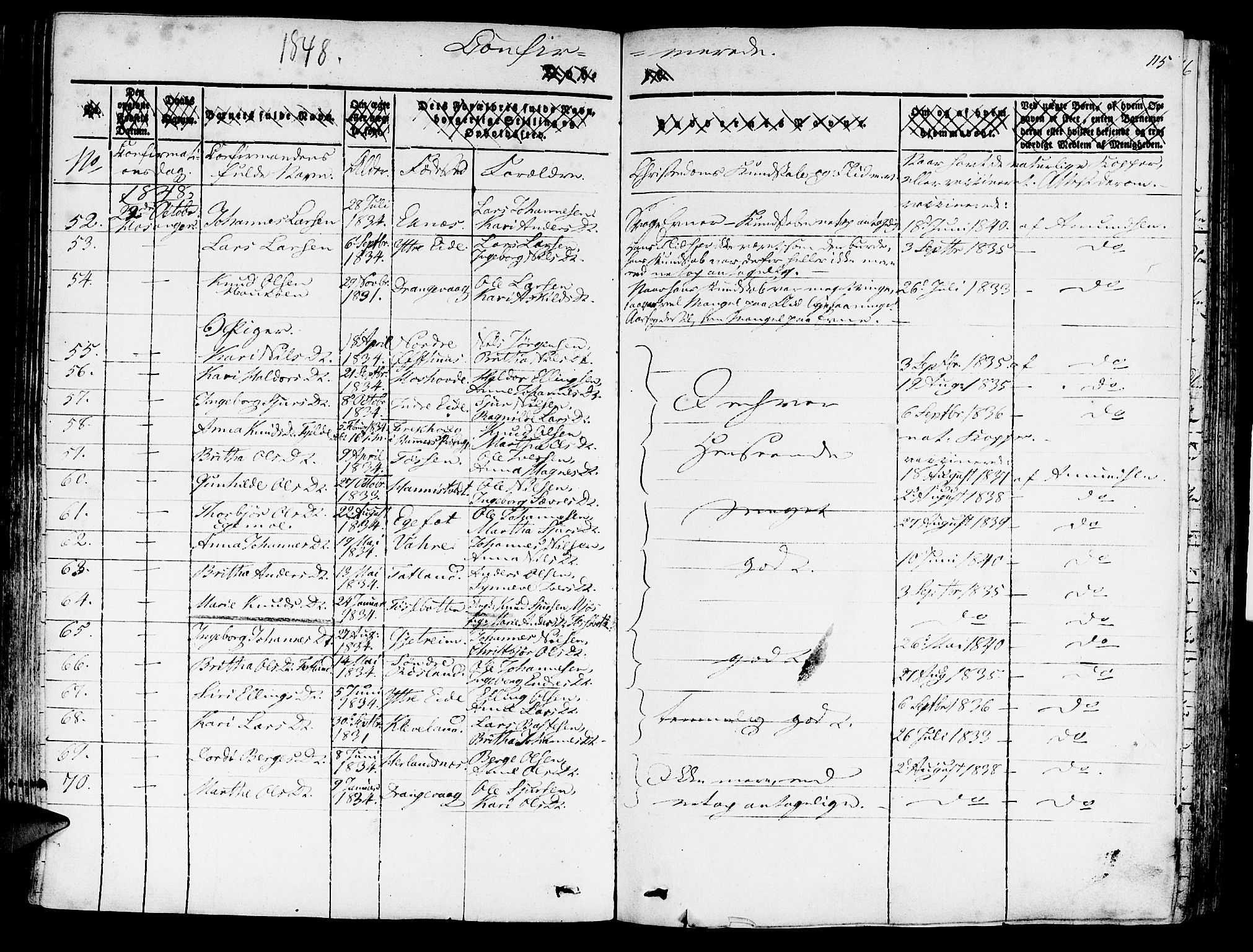 Hosanger sokneprestembete, SAB/A-75801/H/Haa: Parish register (official) no. A 7, 1835-1848, p. 115