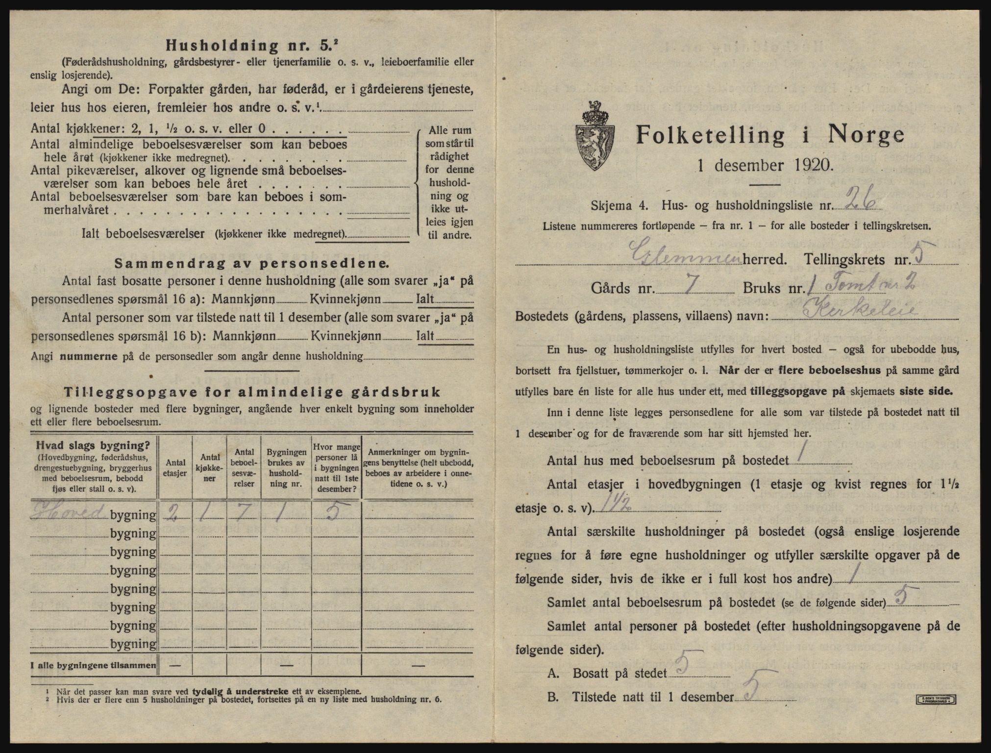 SAO, 1920 census for Glemmen, 1920, p. 1707