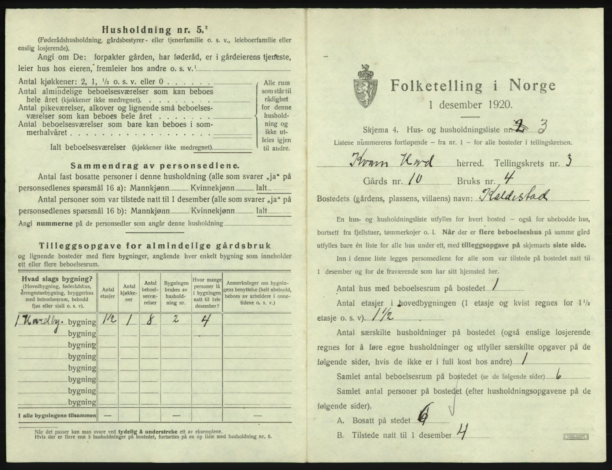 SAB, 1920 census for Kvam, 1920, p. 198