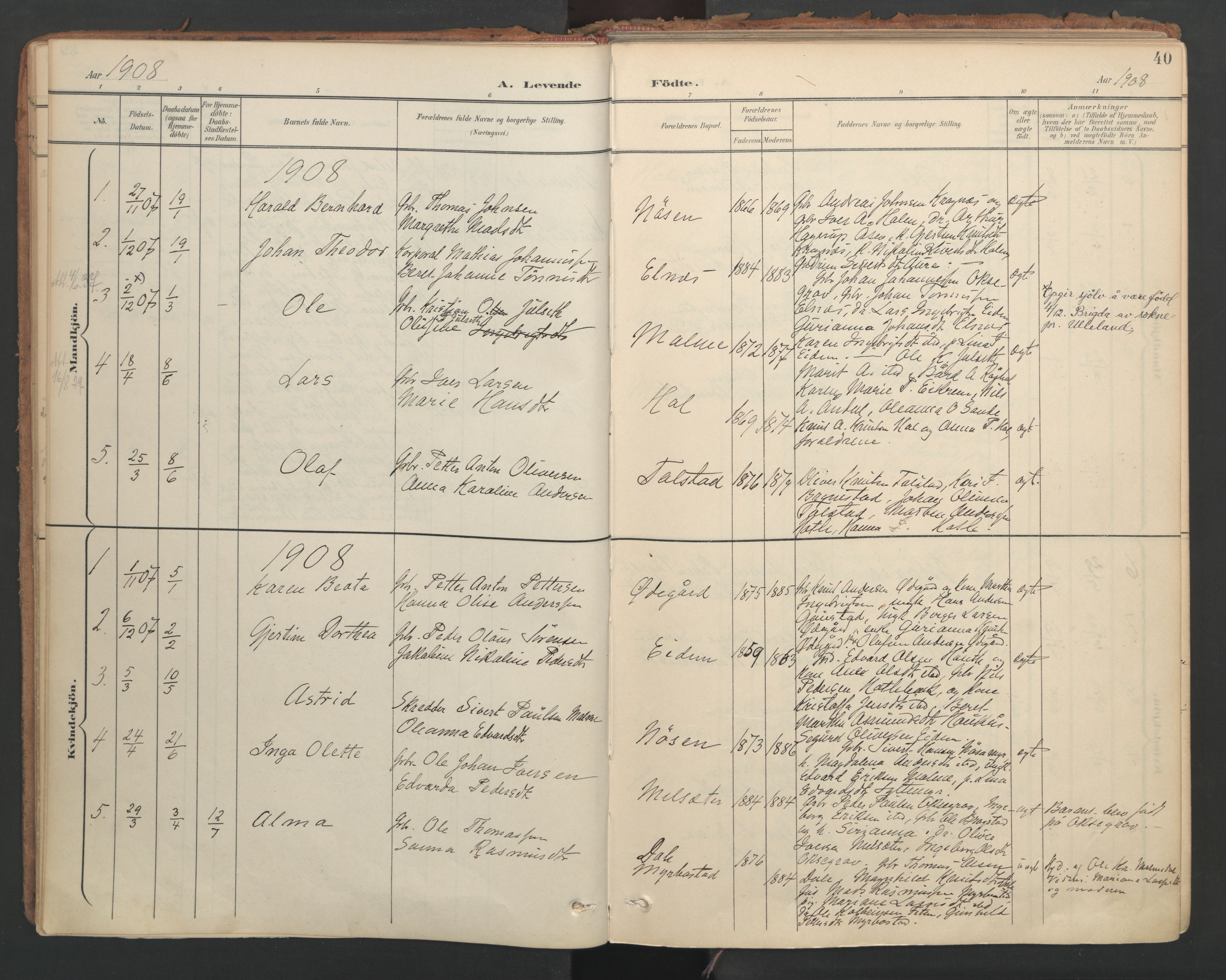 Ministerialprotokoller, klokkerbøker og fødselsregistre - Møre og Romsdal, AV/SAT-A-1454/564/L0741: Parish register (official) no. 564A02, 1900-1976, p. 40