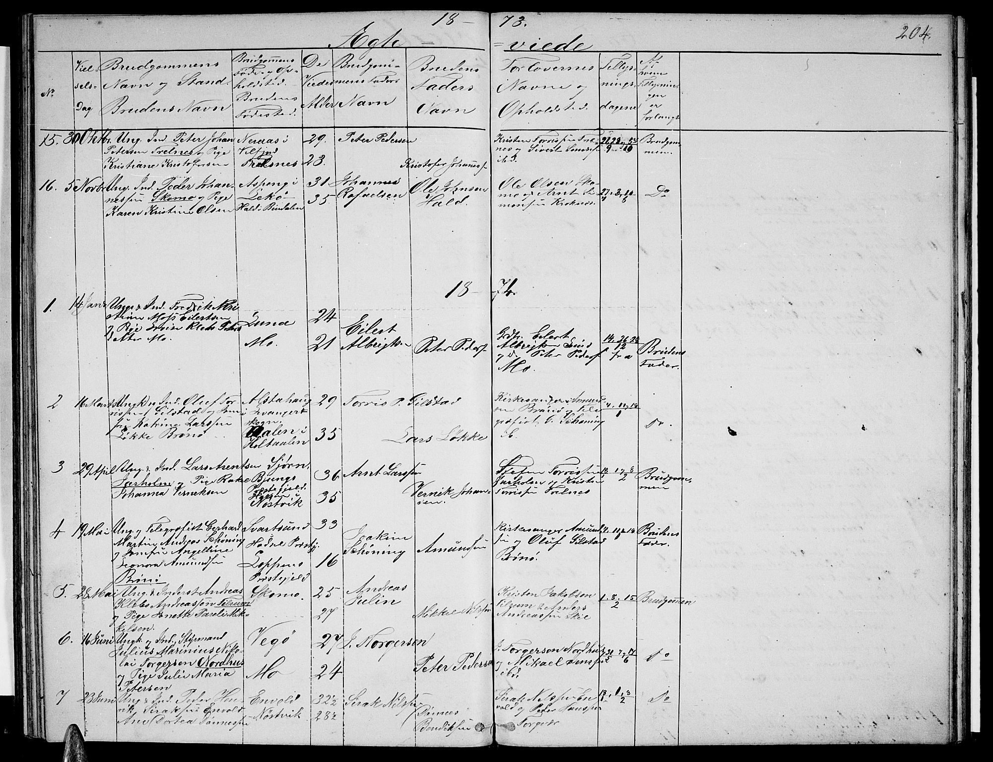 Ministerialprotokoller, klokkerbøker og fødselsregistre - Nordland, SAT/A-1459/813/L0212: Parish register (copy) no. 813C04, 1864-1886, p. 204