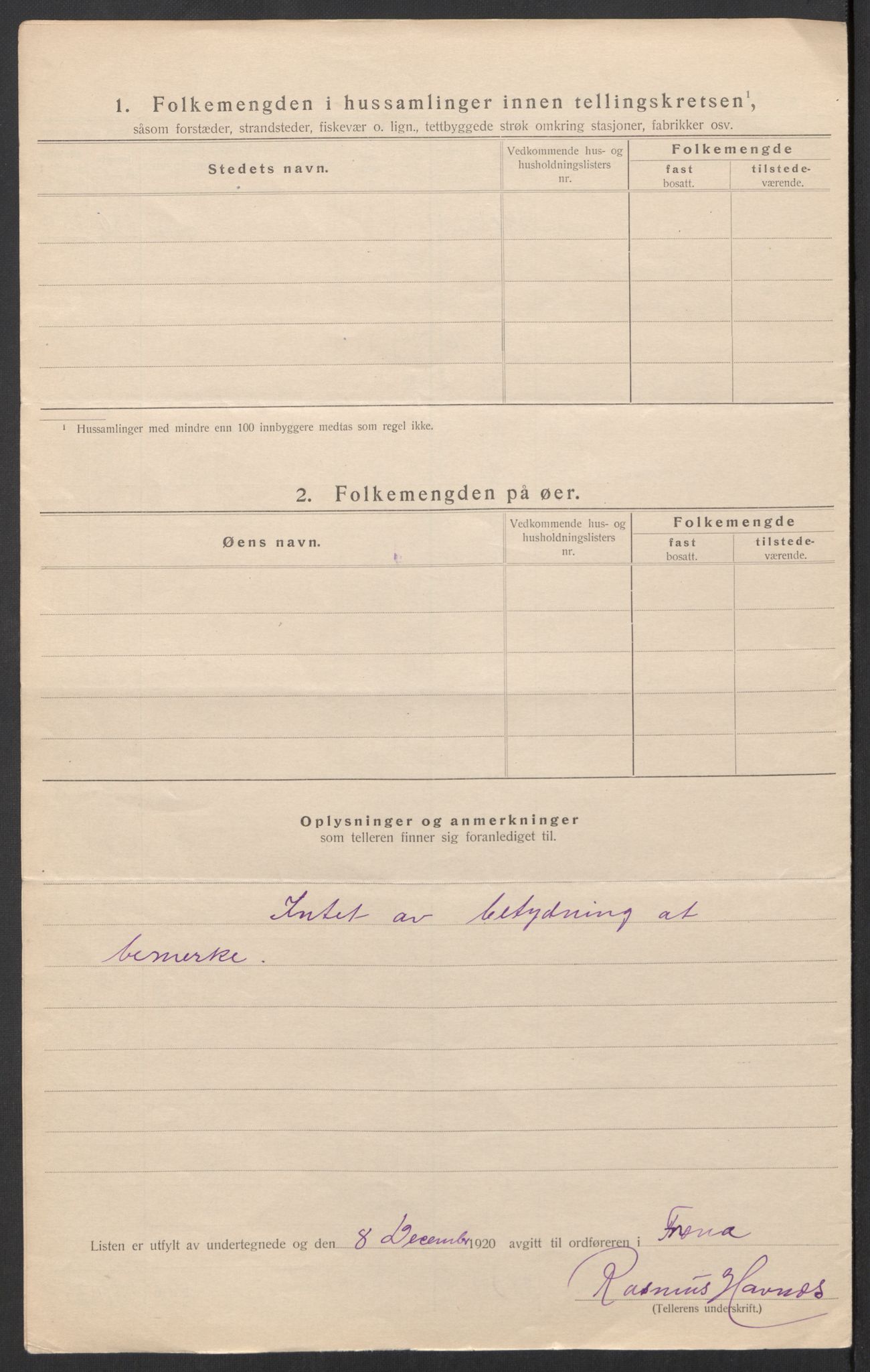 SAT, 1920 census for Fræna, 1920, p. 17