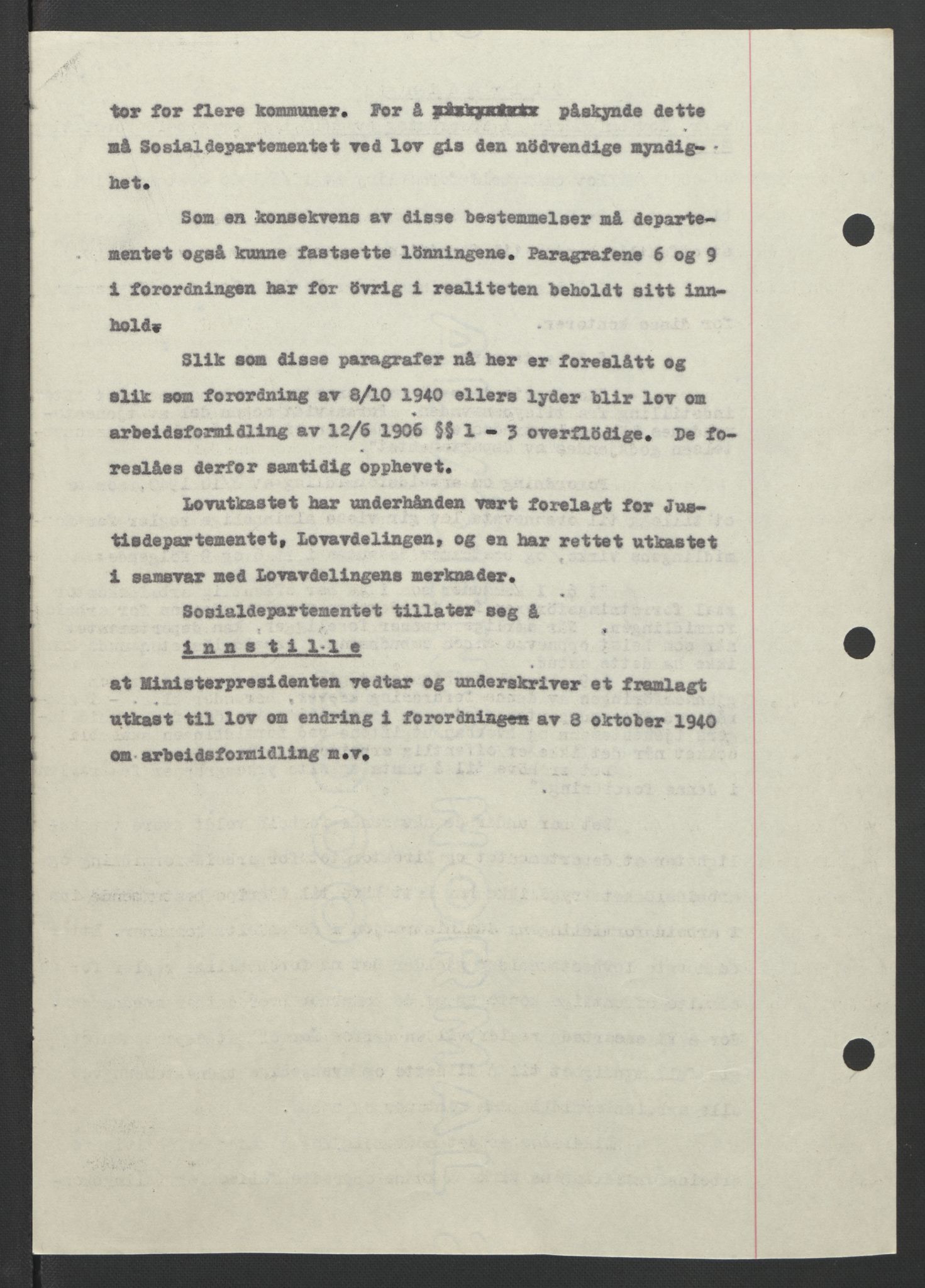 NS-administrasjonen 1940-1945 (Statsrådsekretariatet, de kommisariske statsråder mm), AV/RA-S-4279/D/Db/L0090: Foredrag til vedtak utenfor ministermøte, 1942-1945, p. 317