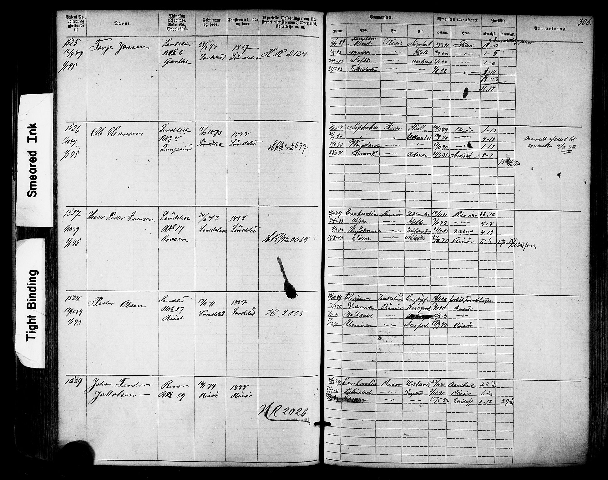 Risør mønstringskrets, SAK/2031-0010/F/Fa/L0003: Annotasjonsrulle nr 1-1913 med register, T-7, 1863-1899, p. 244