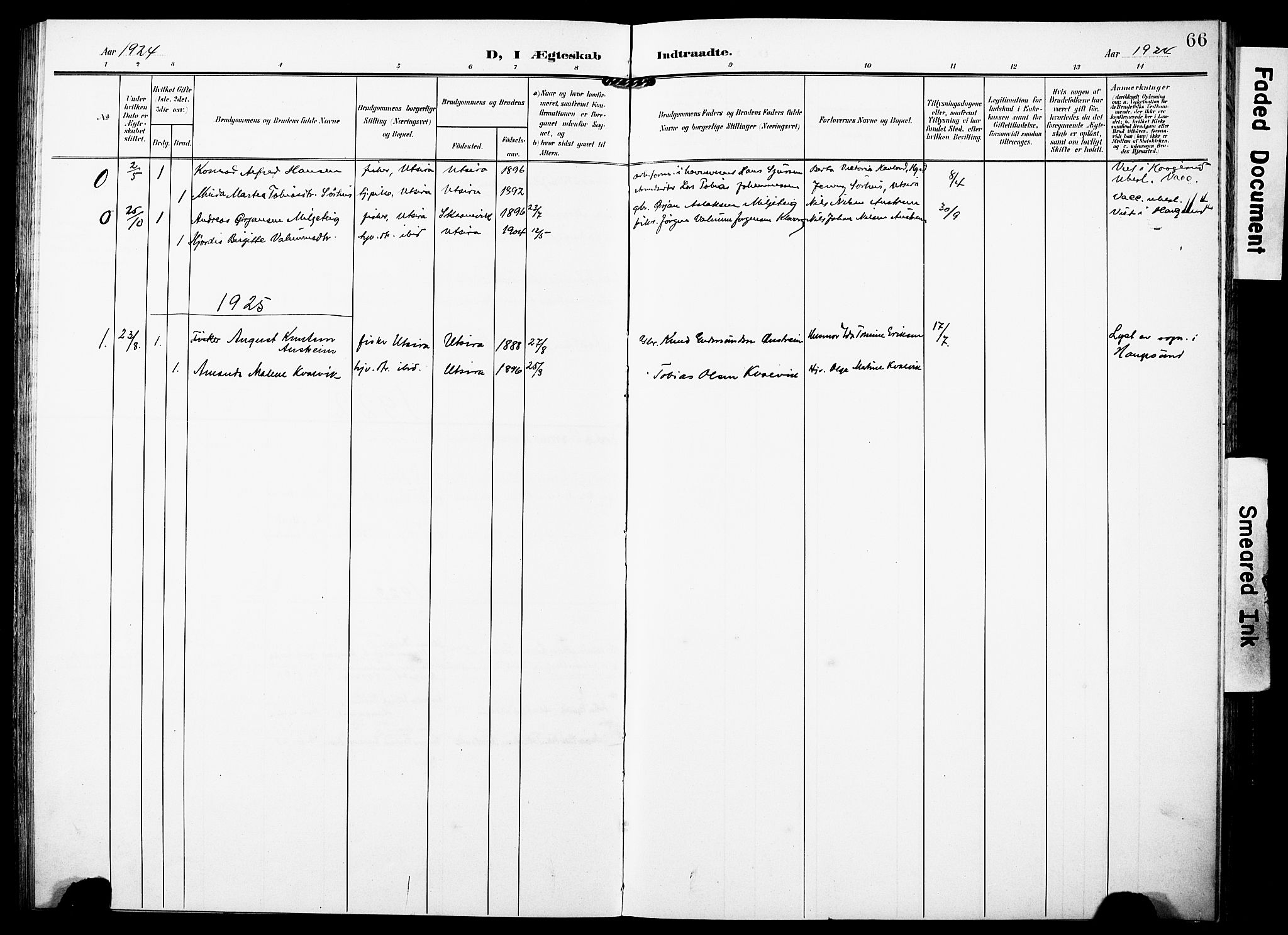 Torvastad sokneprestkontor, SAST/A -101857/H/Ha/Haa/L0018: Parish register (official) no. A 17, 1903-1925, p. 66