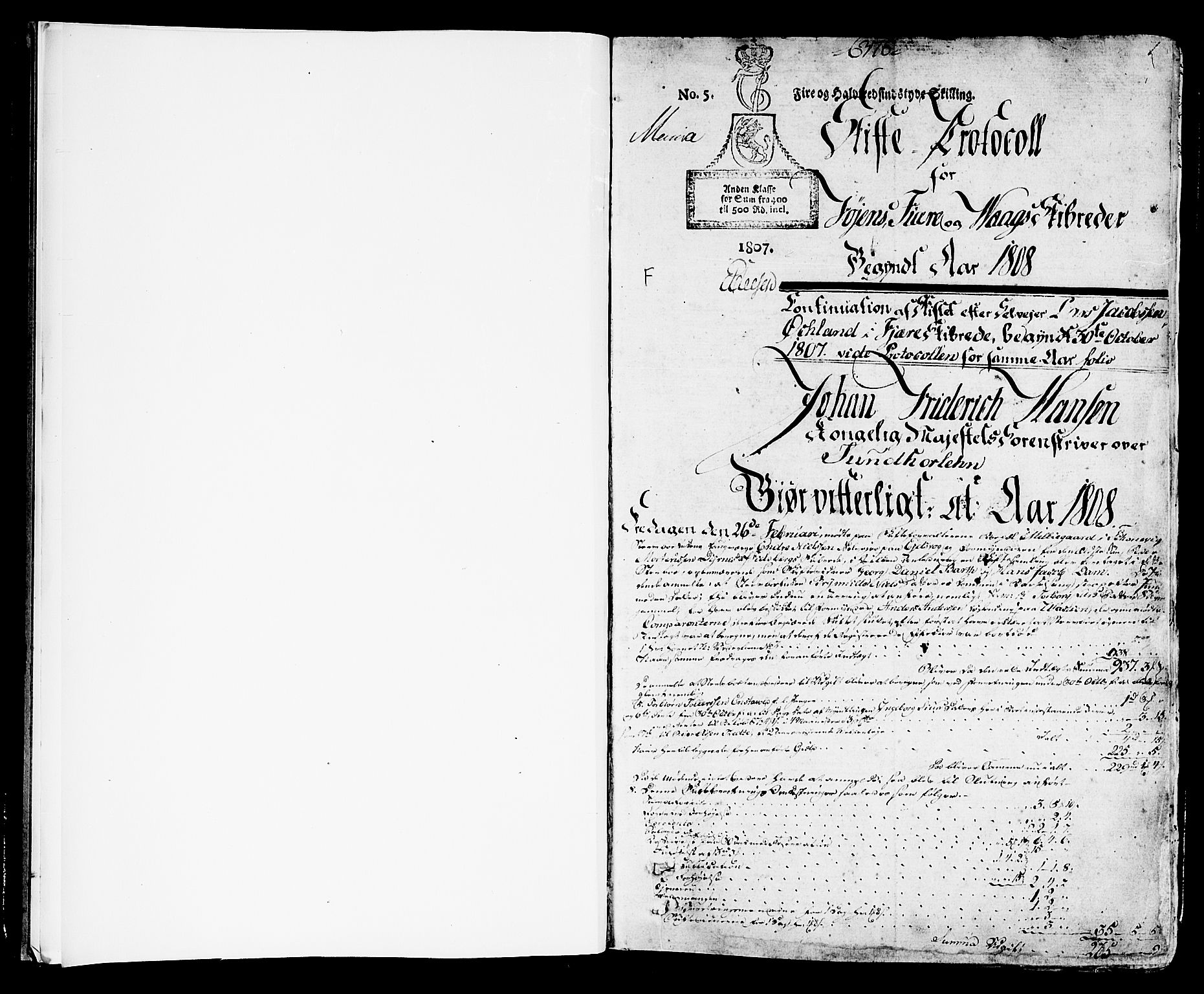 Sunnhordland sorenskrivar, SAB/A-2401/1/H/Ha/Had/L0001: Skifteprotokollar. Føyen, Fjære og Våg. Register i protokoll., 1808-1817, p. 0b-1a