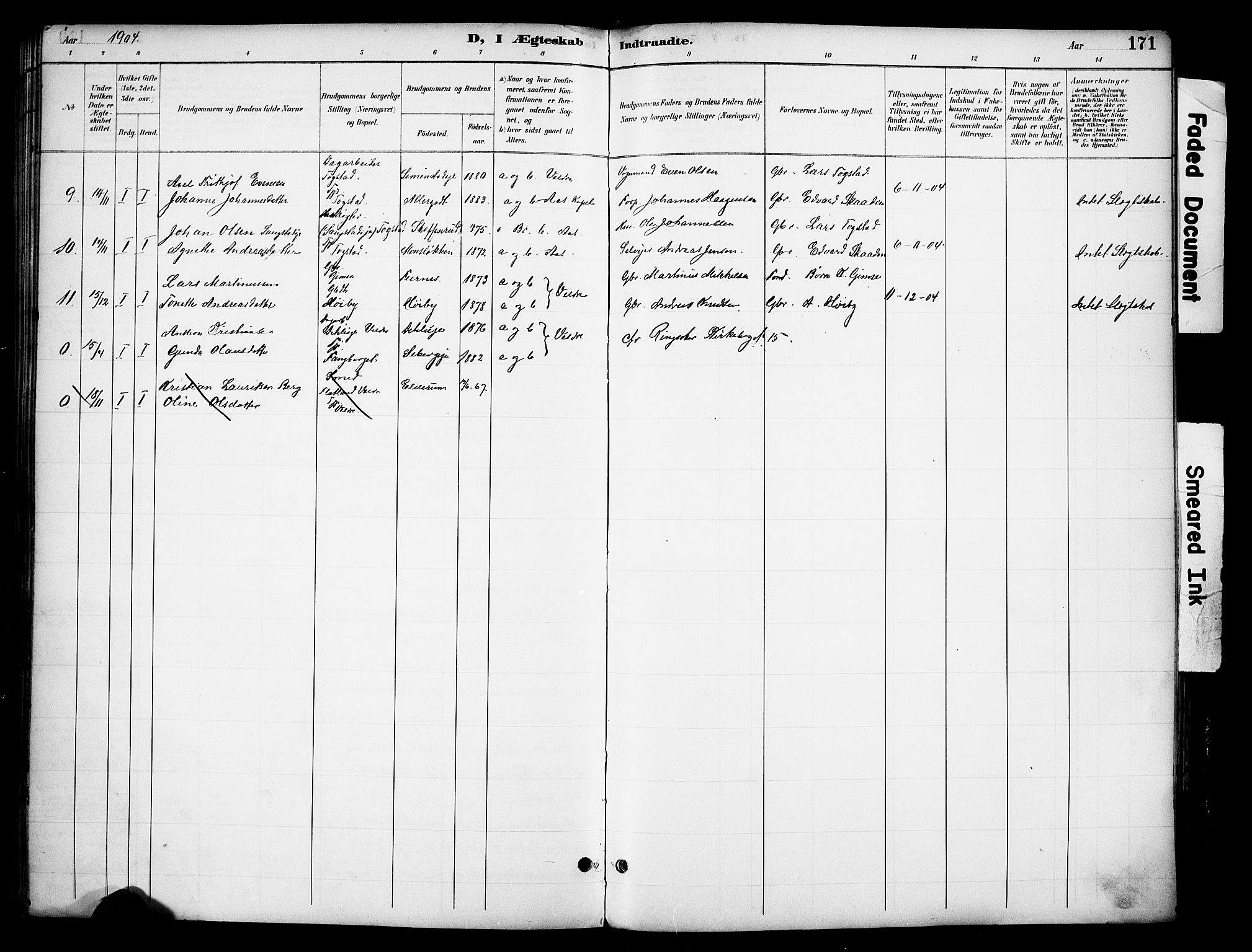 Ringsaker prestekontor, AV/SAH-PREST-014/K/Ka/L0016: Parish register (official) no. 16, 1891-1904, p. 171