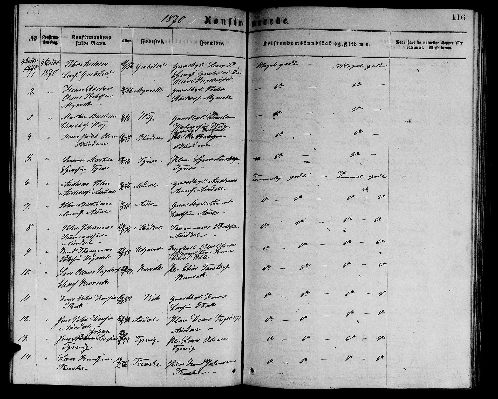 Ministerialprotokoller, klokkerbøker og fødselsregistre - Møre og Romsdal, AV/SAT-A-1454/523/L0338: Parish register (copy) no. 523C01, 1865-1877, p. 116