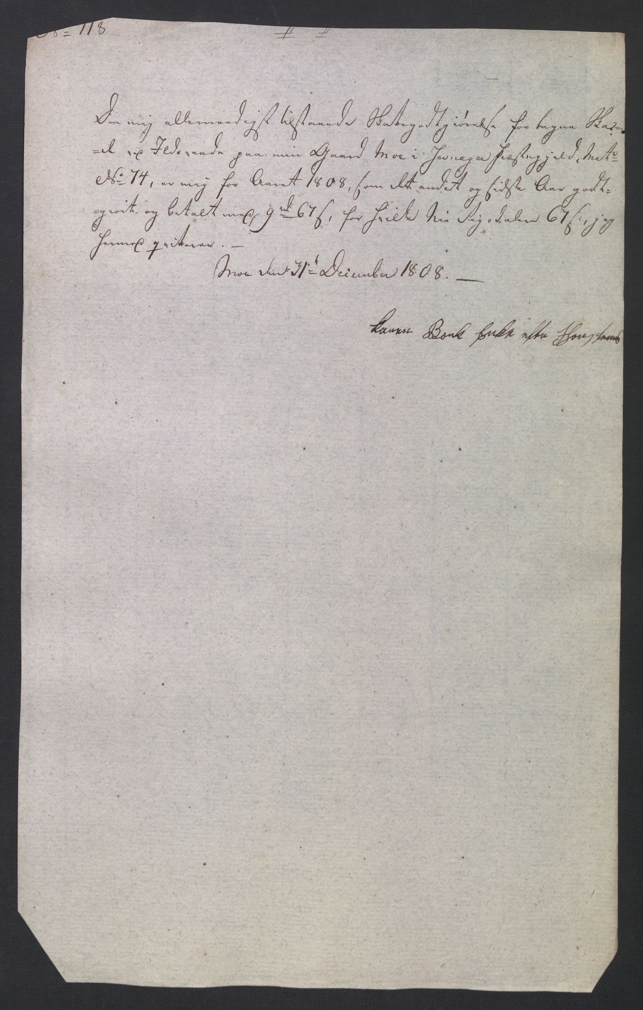 Rentekammeret inntil 1814, Reviderte regnskaper, Fogderegnskap, AV/RA-EA-4092/R19/L1396: Fogderegnskap Toten, Hadeland og Vardal, 1808, p. 469