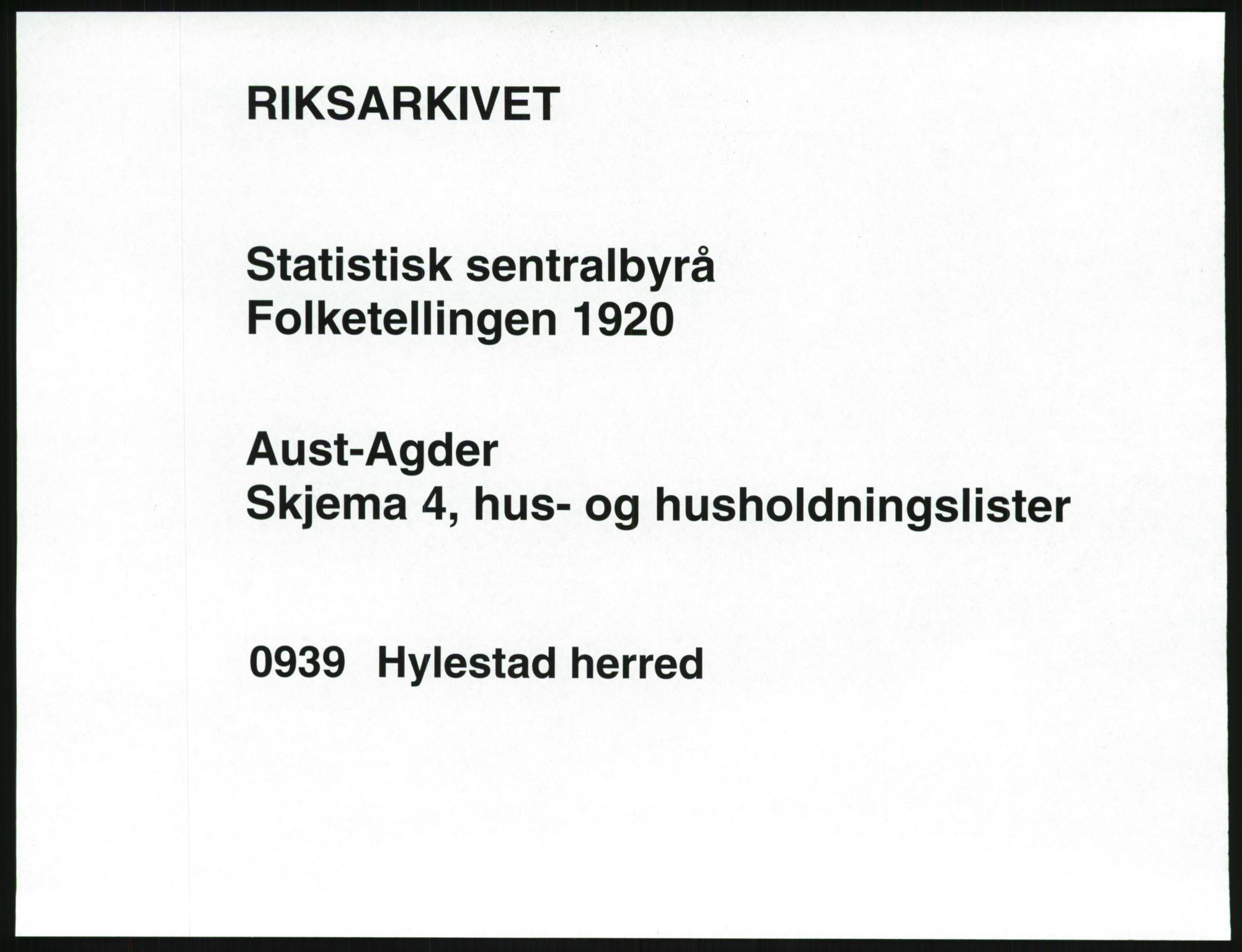 SAK, 1920 census for Hylestad, 1920, p. 24