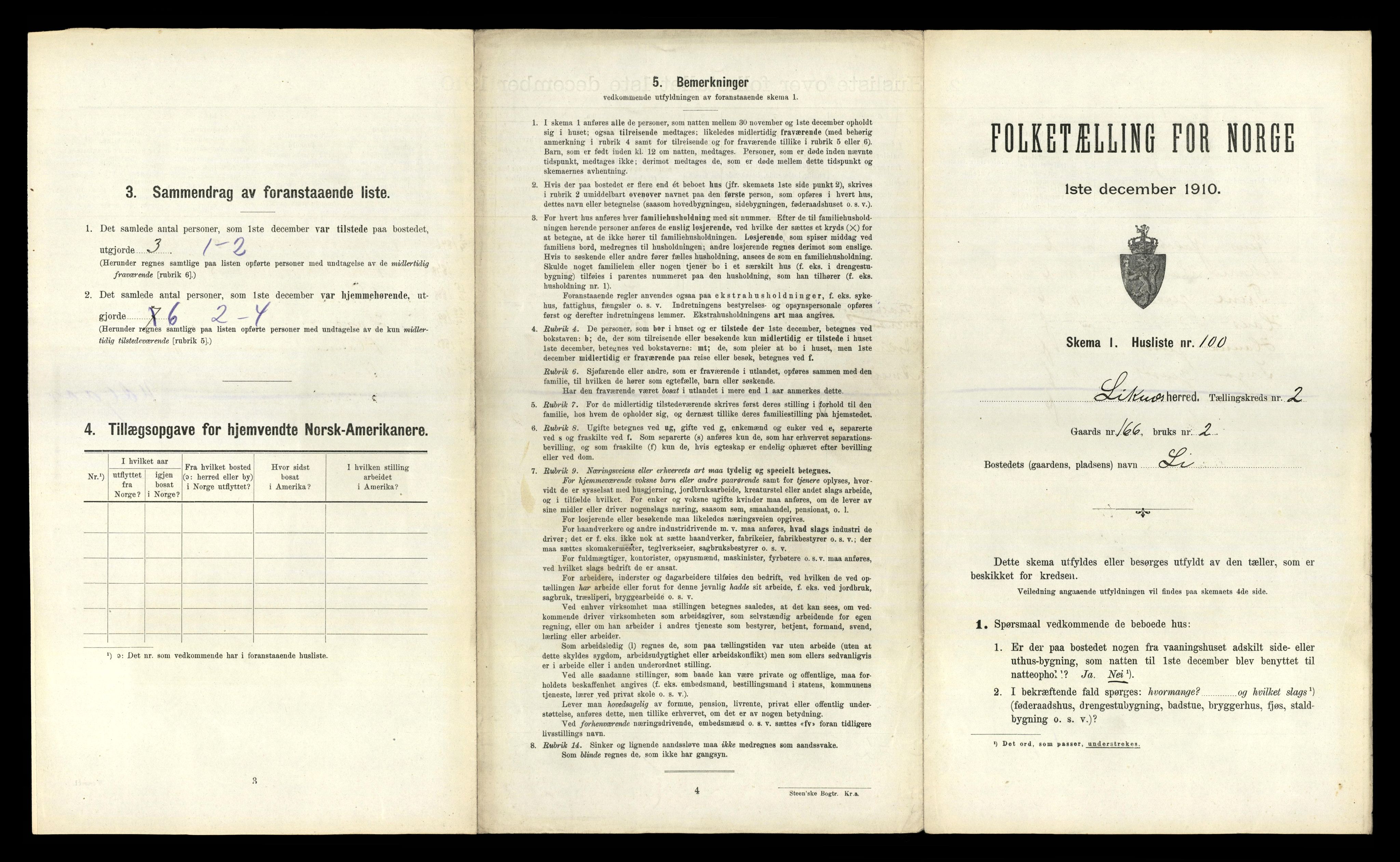 RA, 1910 census for Liknes, 1910, p. 356