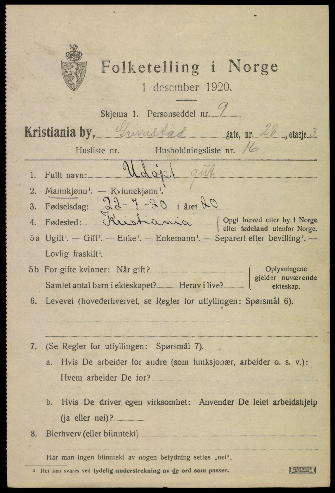 SAO, 1920 census for Kristiania, 1920, p. 252415