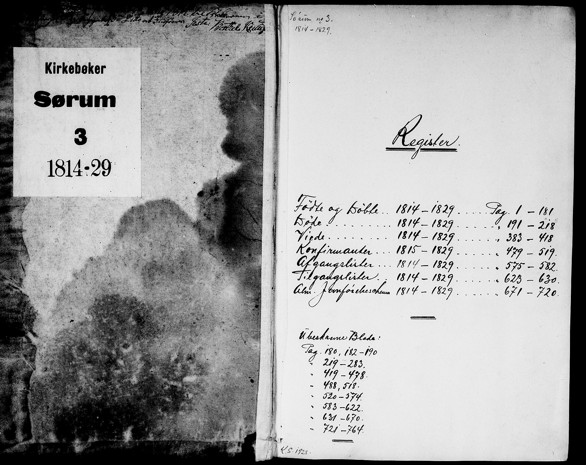 Sørum prestekontor Kirkebøker, SAO/A-10303/G/Ga/L0001: Parish register (copy) no. I 1, 1814-1829