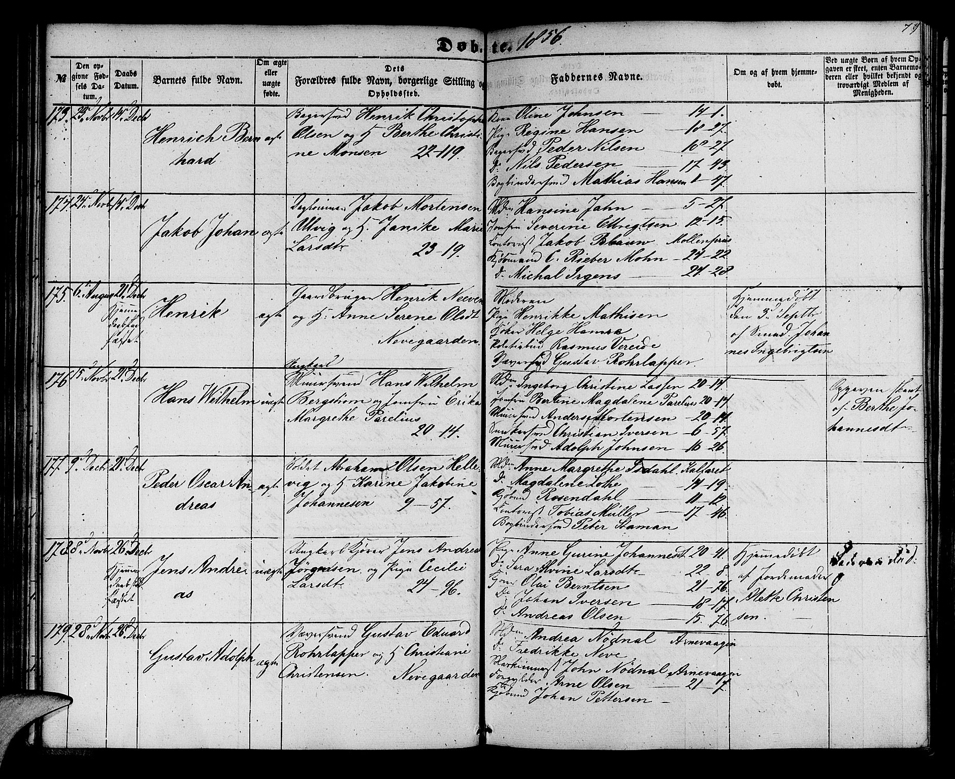 Korskirken sokneprestembete, AV/SAB-A-76101/H/Hab: Parish register (copy) no. B 3, 1853-1858, p. 79