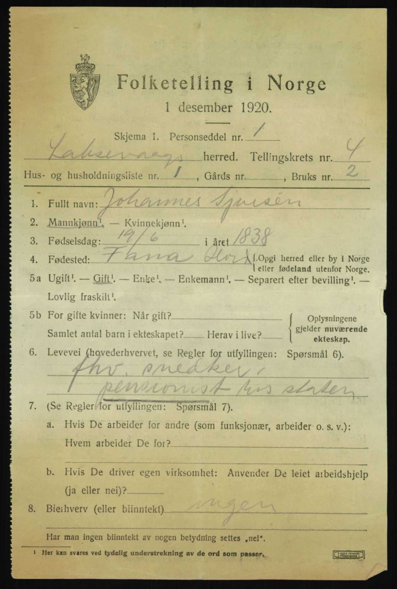 SAB, 1920 census for Laksevåg, 1920, p. 13482