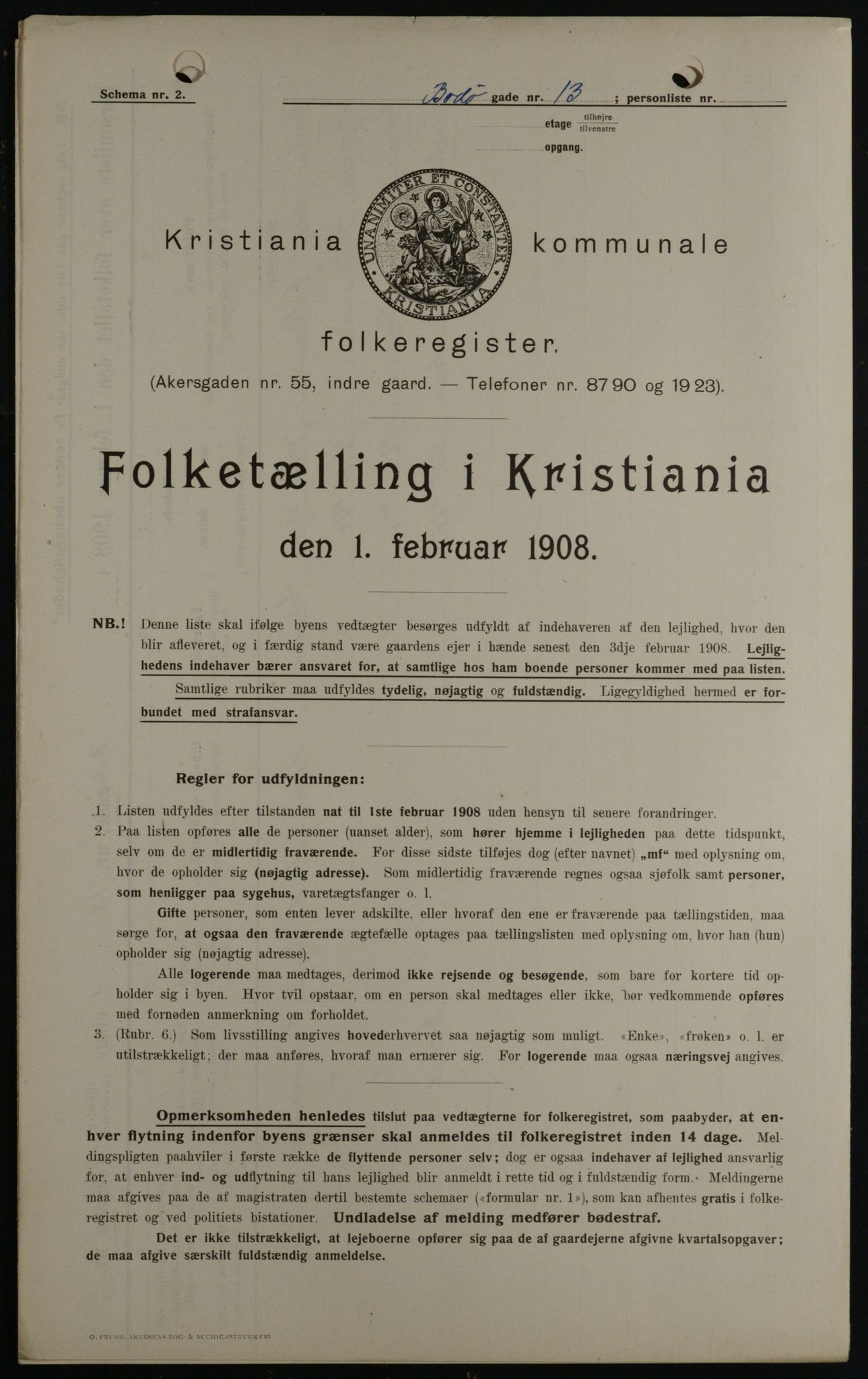 OBA, Municipal Census 1908 for Kristiania, 1908, p. 6595