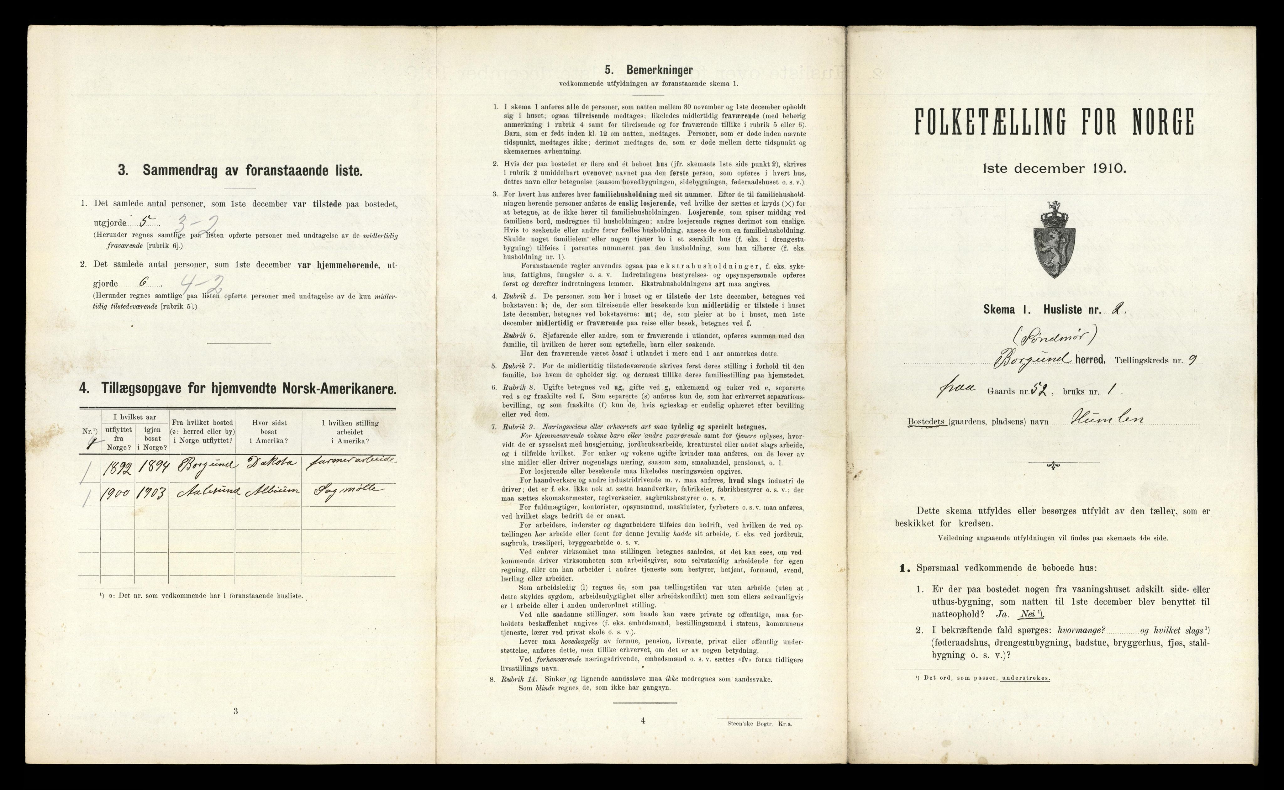 RA, 1910 census for Borgund, 1910, p. 815