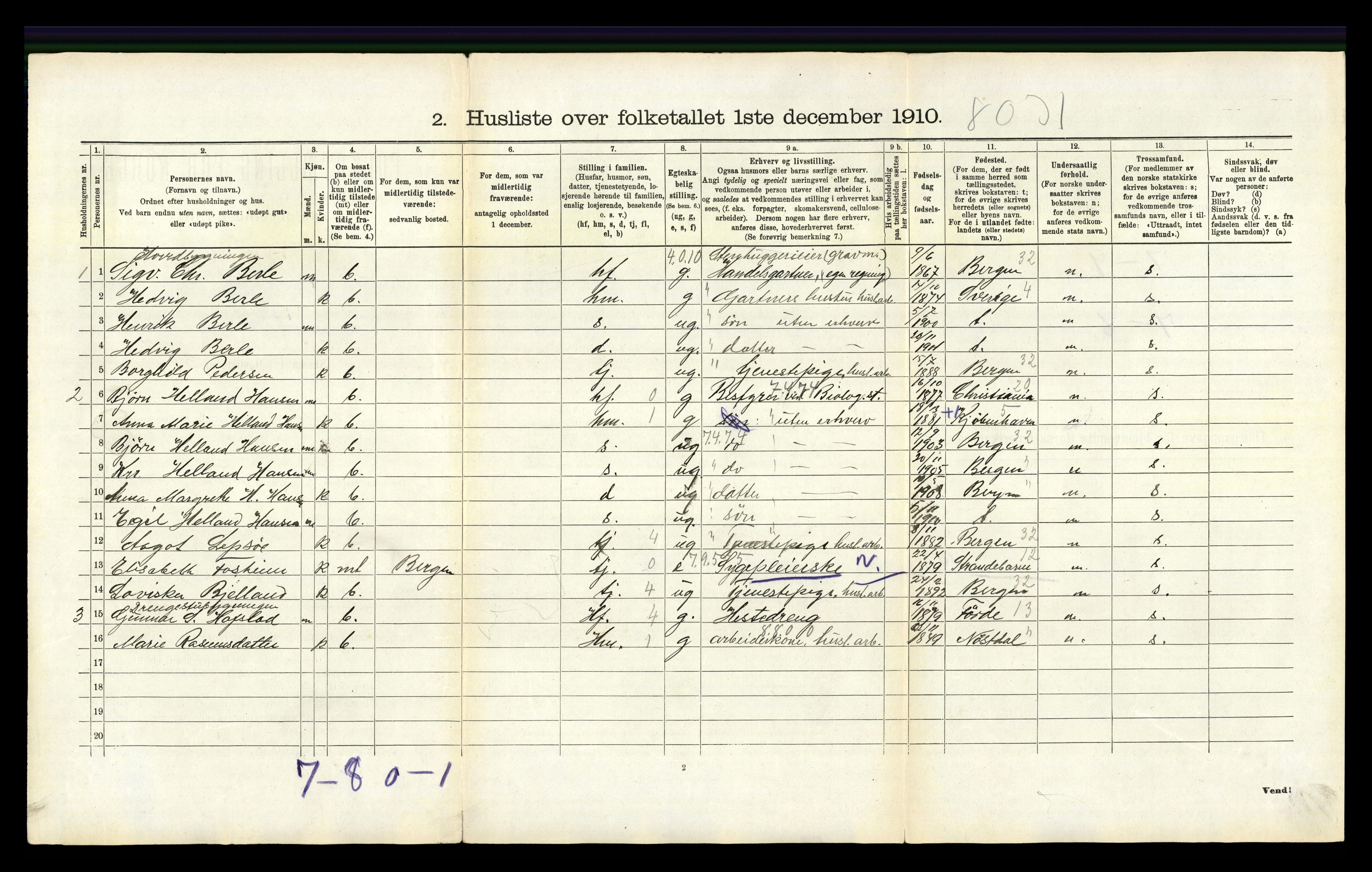 RA, 1910 census for Årstad, 1910, p. 369