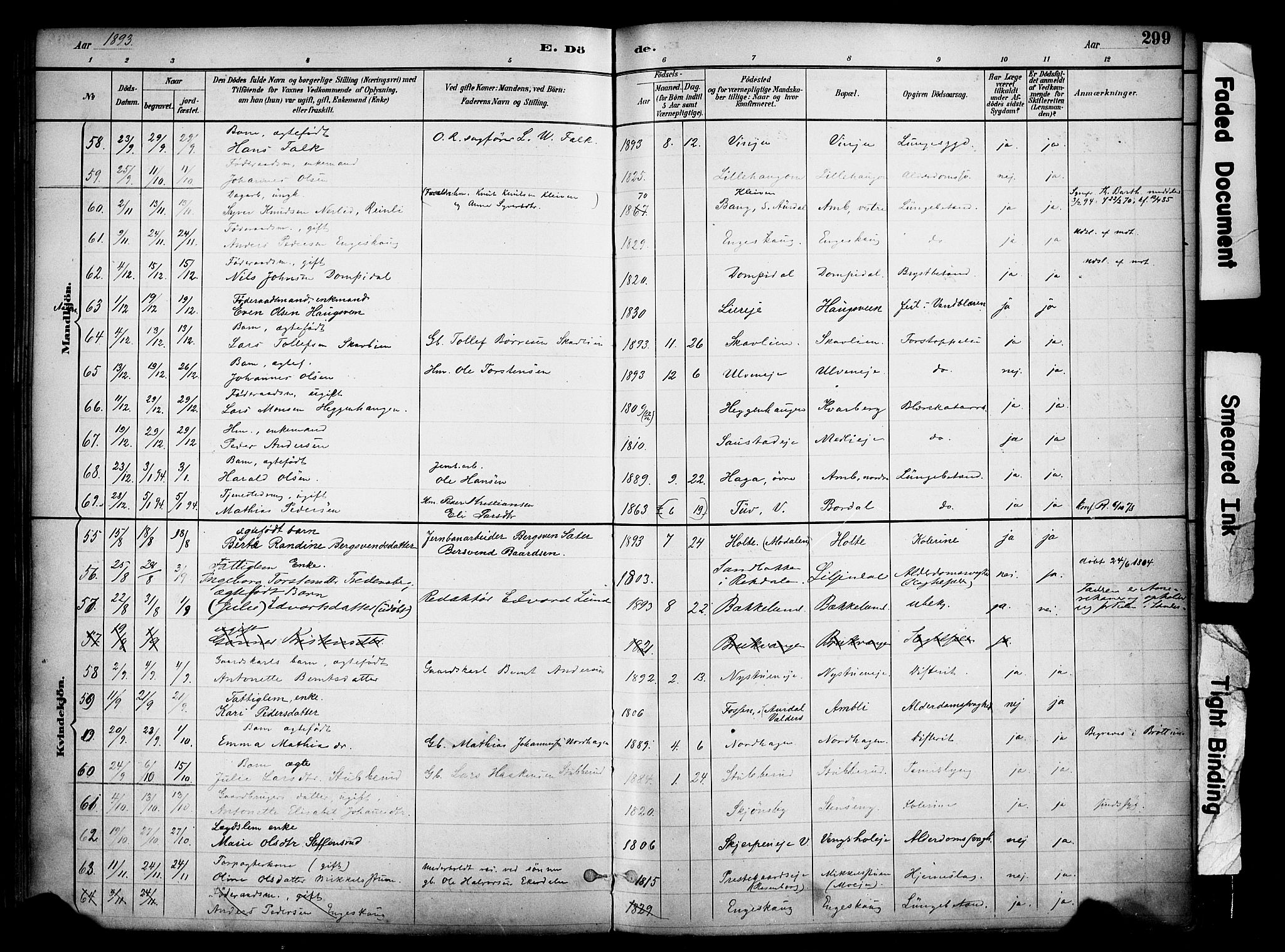 Ringsaker prestekontor, AV/SAH-PREST-014/K/Ka/L0017: Parish register (official) no. 17, 1891-1902, p. 299