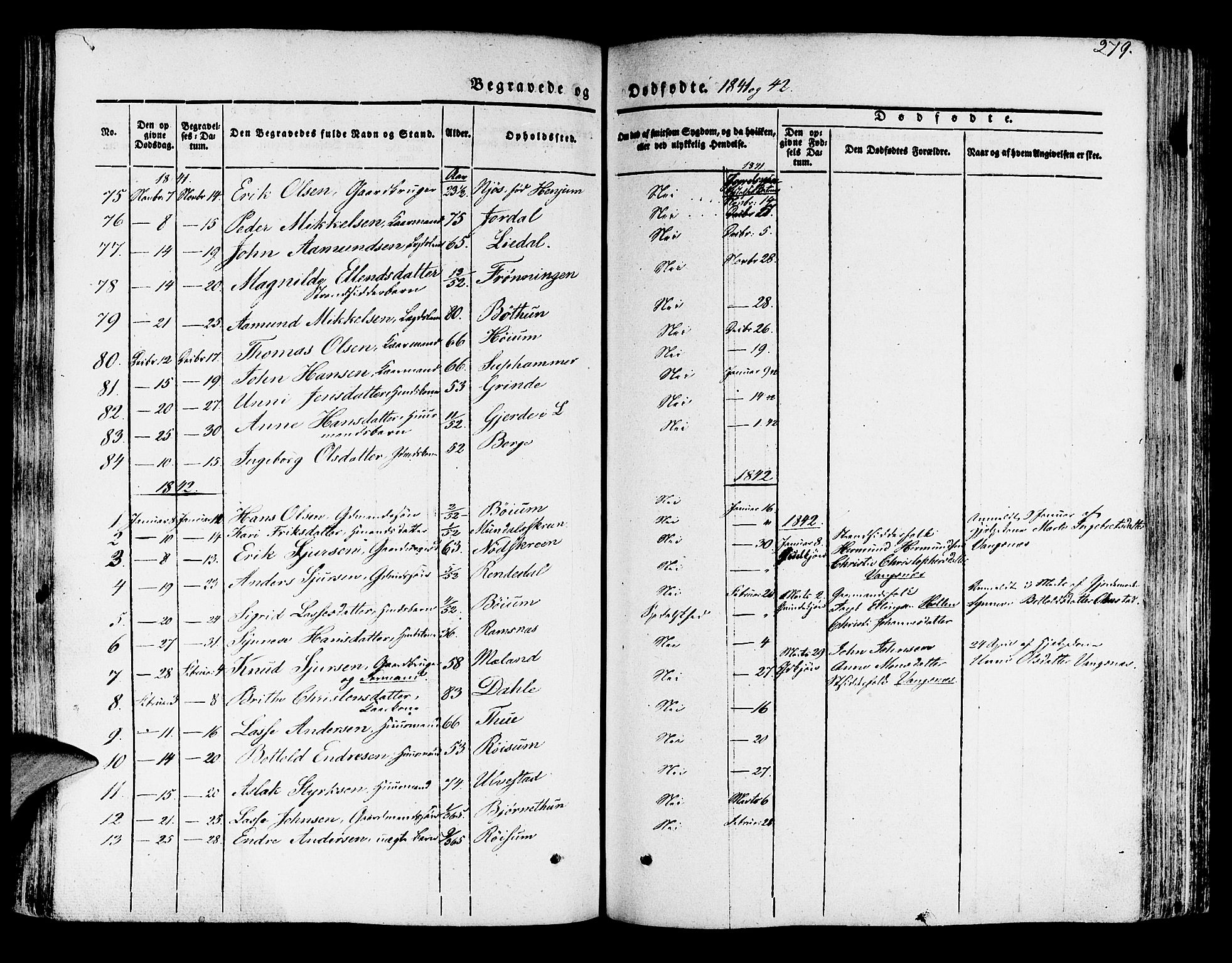 Leikanger sokneprestembete, AV/SAB-A-81001/H/Haa/Haaa/L0007: Parish register (official) no. A 7, 1838-1851, p. 279