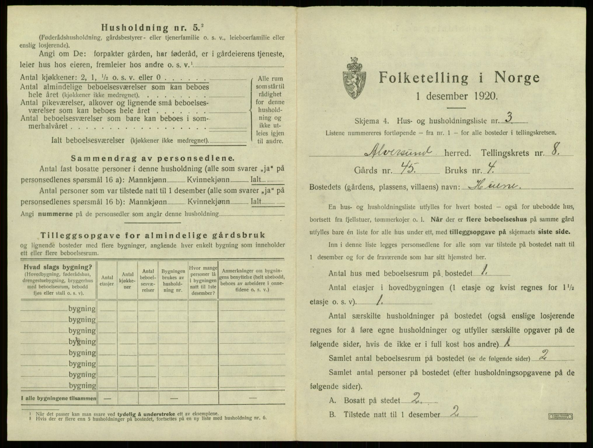 SAB, 1920 census for Alversund, 1920, p. 585