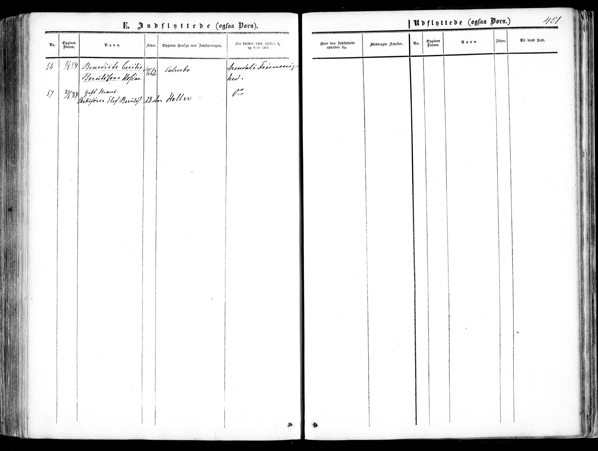 Dypvåg sokneprestkontor, SAK/1111-0007/F/Fa/Faa/L0006: Parish register (official) no. A 6, 1855-1872, p. 451