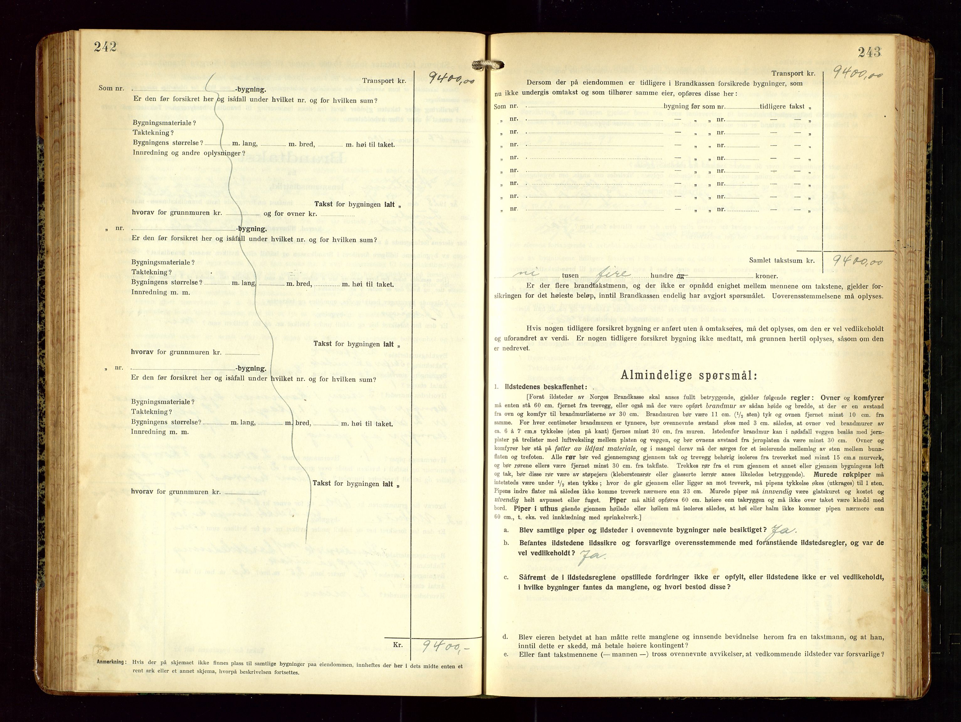 Høyland/Sandnes lensmannskontor, AV/SAST-A-100166/Gob/L0004: "Brandtakstprotokol", 1924-1933, p. 242-243