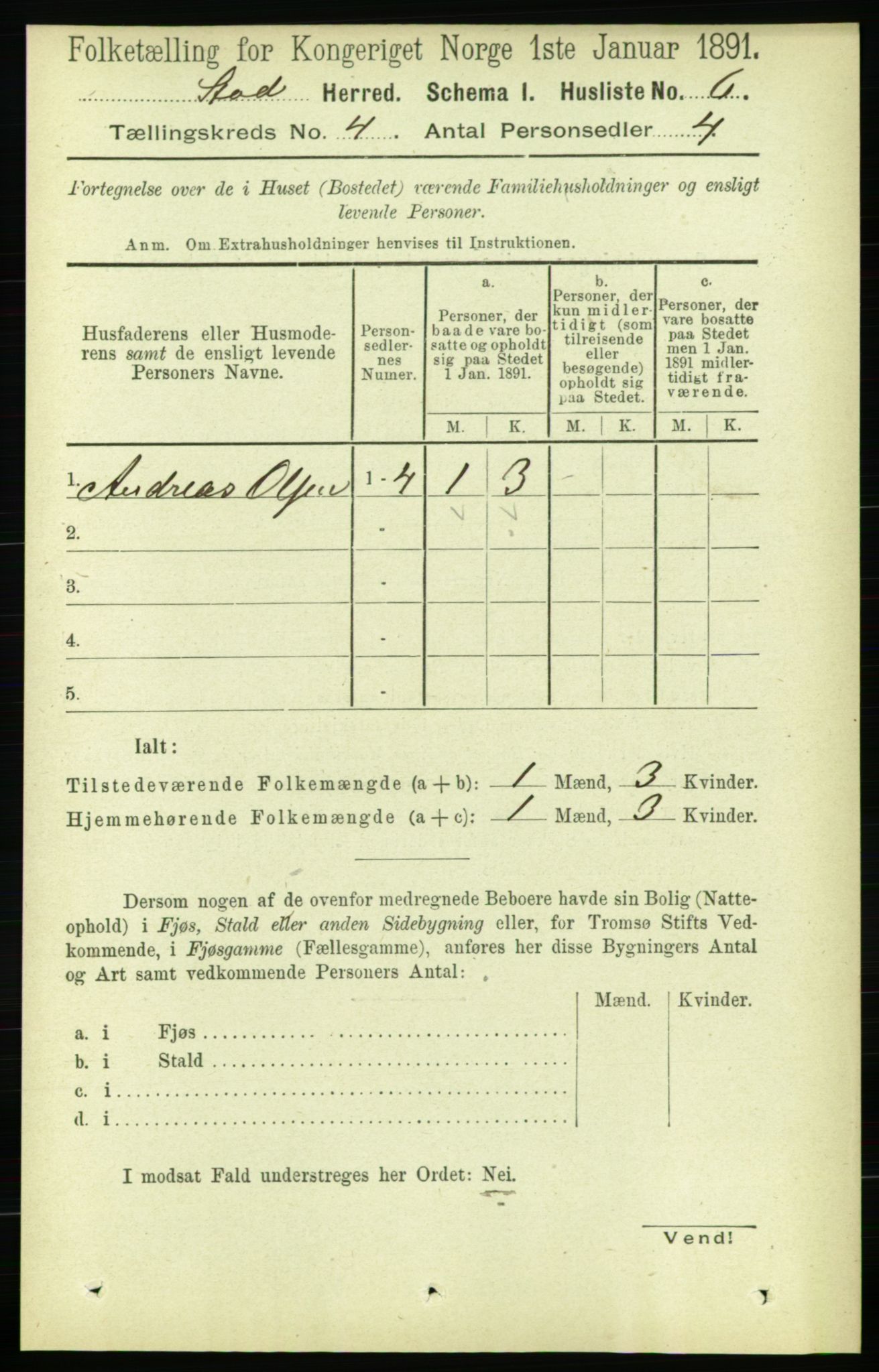 RA, 1891 census for 1734 Stod, 1891, p. 1693