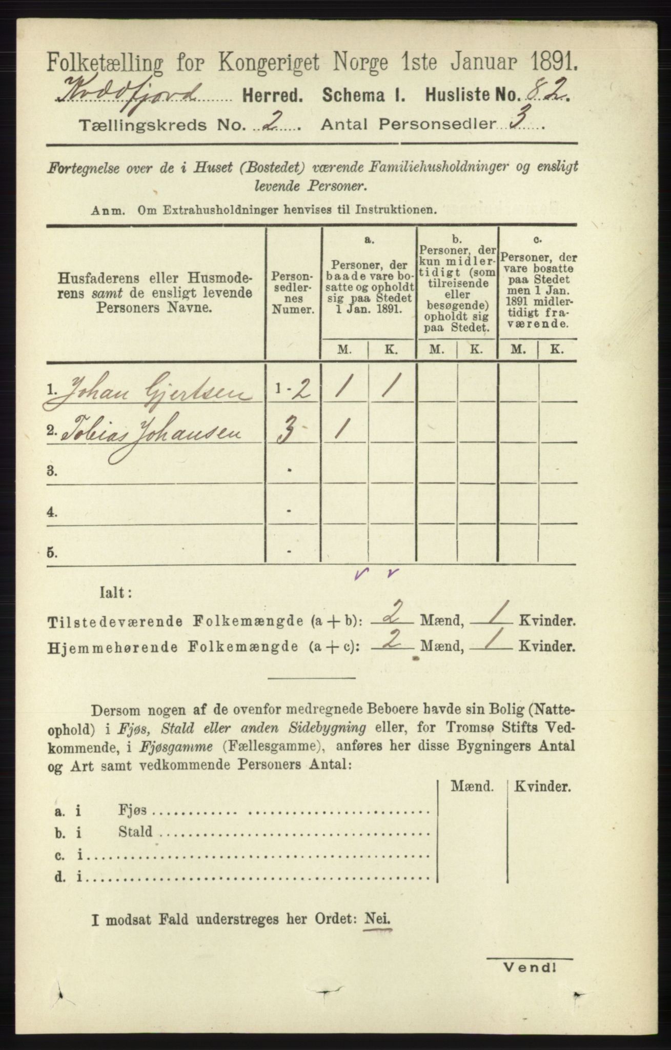 RA, 1891 census for 1911 Kvæfjord, 1891, p. 709