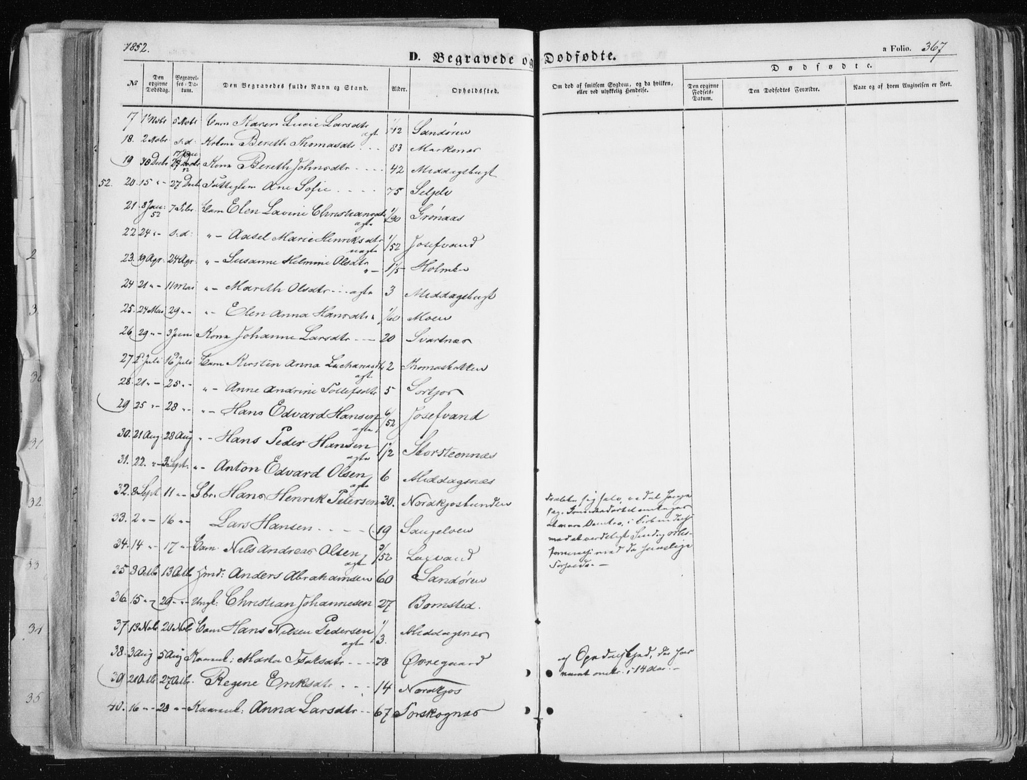 Tromsø sokneprestkontor/stiftsprosti/domprosti, SATØ/S-1343/G/Ga/L0010kirke: Parish register (official) no. 10, 1848-1855, p. 367