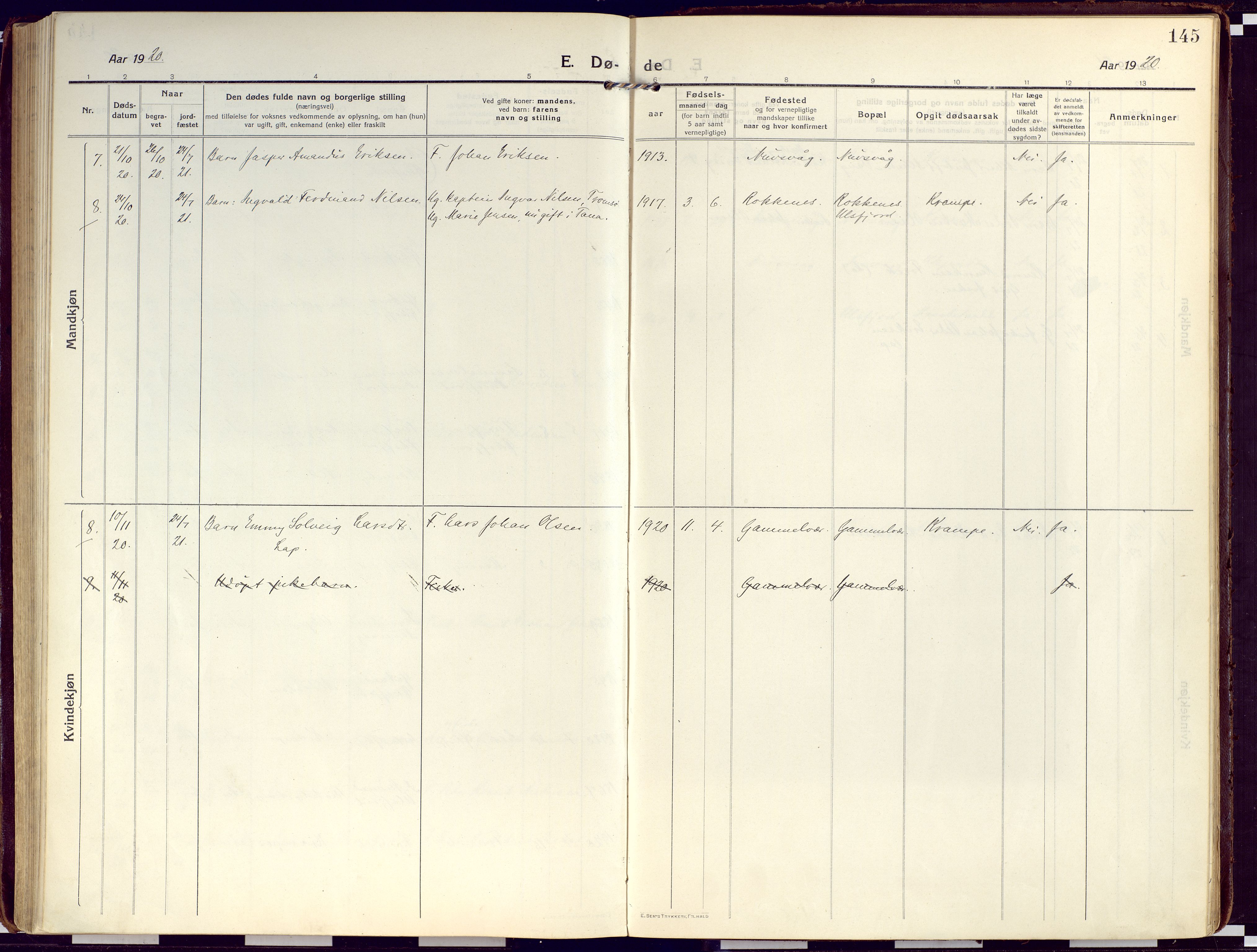 Loppa sokneprestkontor, SATØ/S-1339/H/Ha/L0012kirke: Parish register (official) no. 12, 1917-1932, p. 145