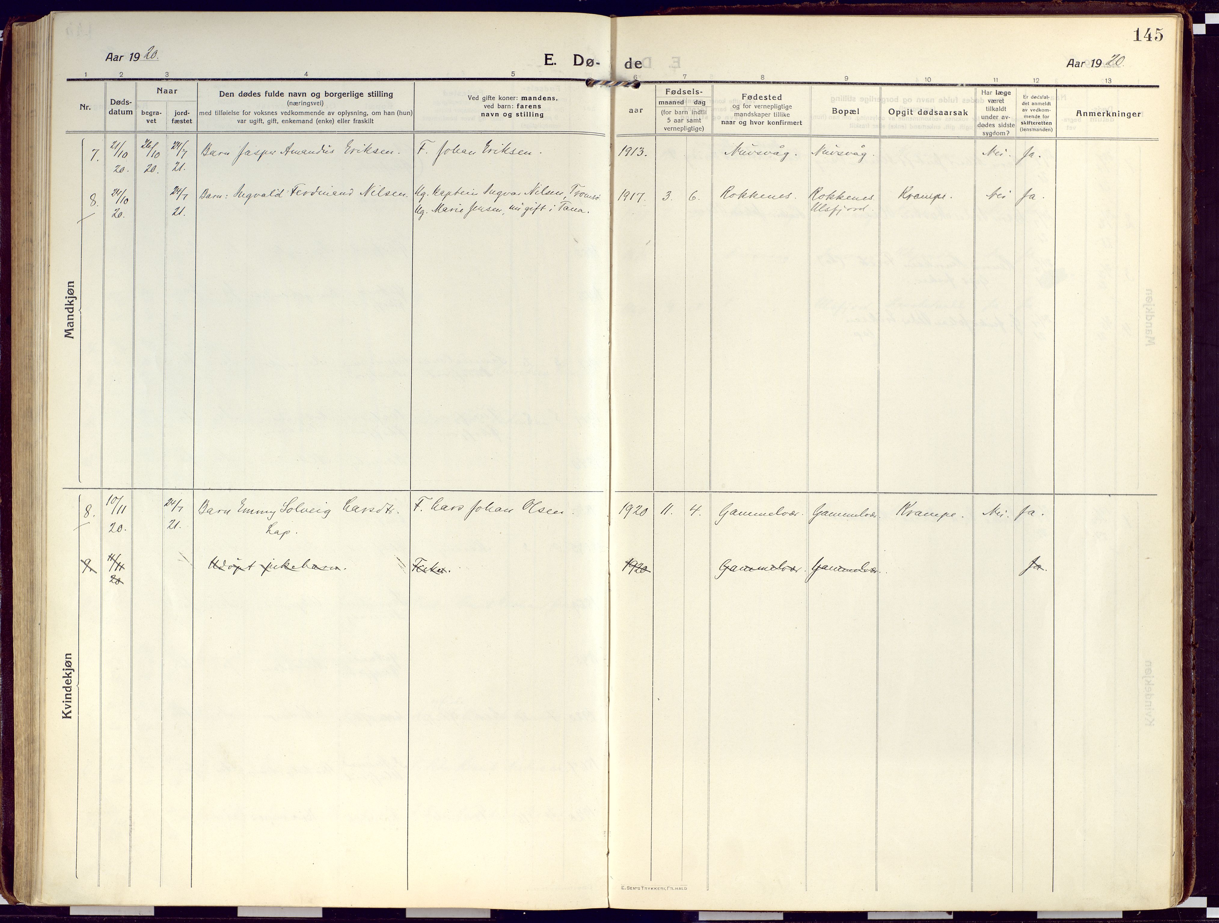 Loppa sokneprestkontor, AV/SATØ-S-1339/H/Ha/L0012kirke: Parish register (official) no. 12, 1917-1932, p. 145