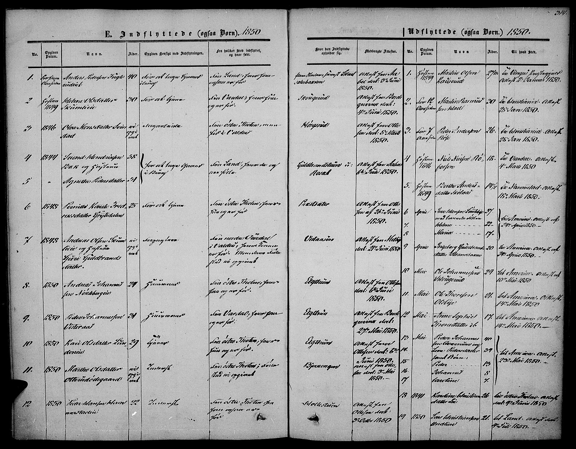 Vestre Toten prestekontor, SAH/PREST-108/H/Ha/Haa/L0005: Parish register (official) no. 5, 1850-1855, p. 314