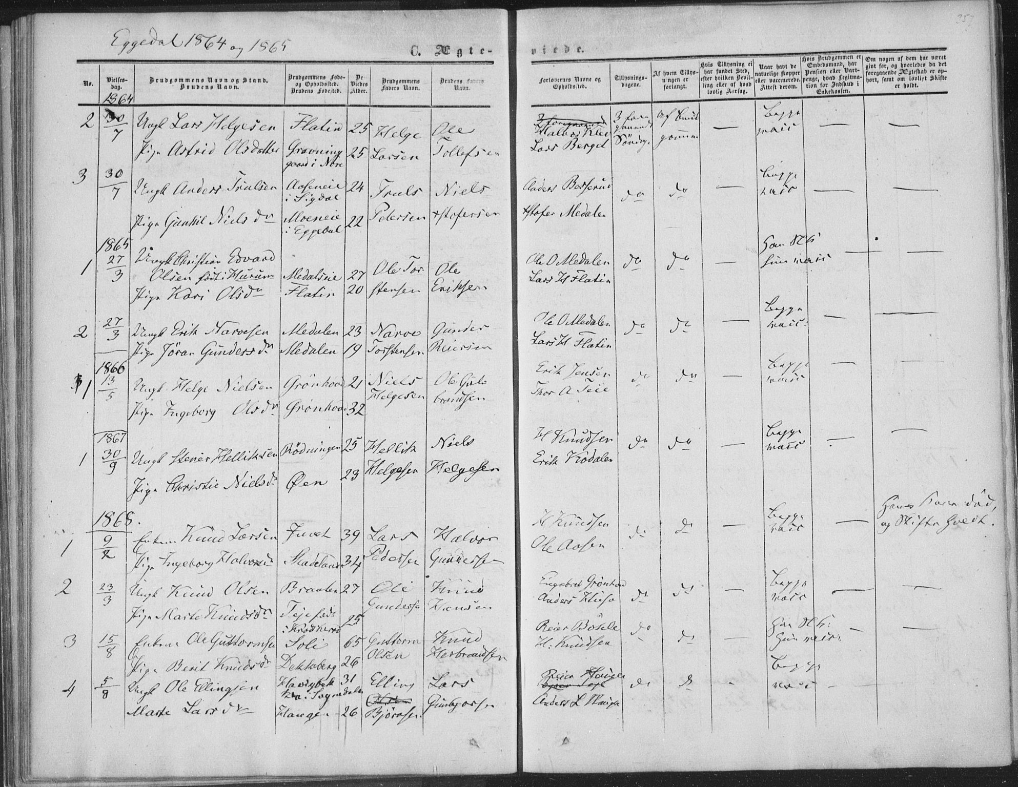 Sigdal kirkebøker, SAKO/A-245/F/Fa/L0009b: Parish register (official) no. I 9B, 1860-1871, p. 357