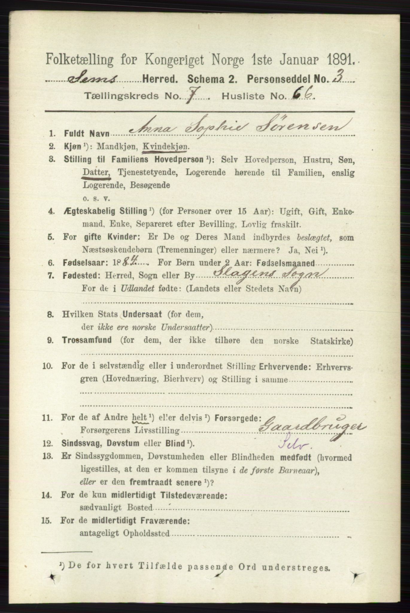 RA, 1891 census for 0721 Sem, 1891, p. 3617