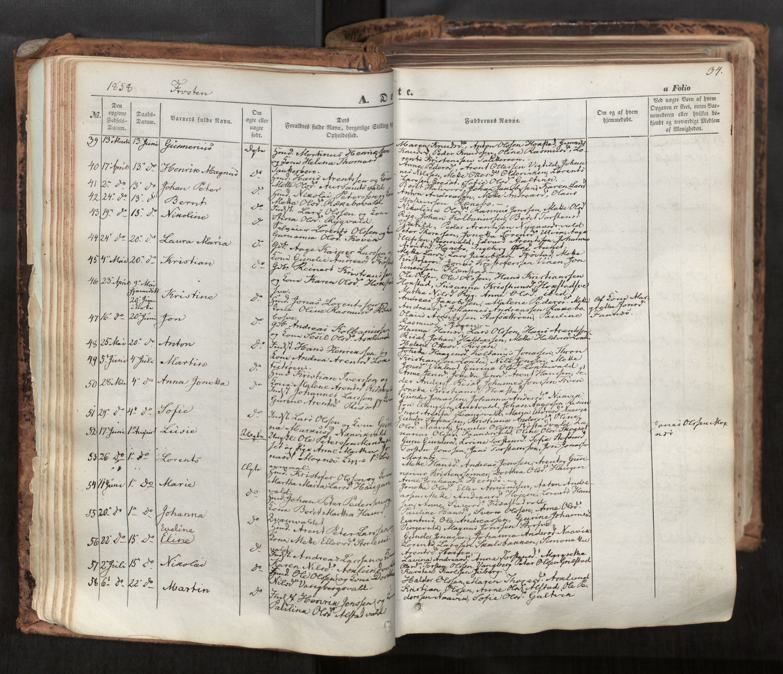 Ministerialprotokoller, klokkerbøker og fødselsregistre - Nord-Trøndelag, SAT/A-1458/713/L0116: Parish register (official) no. 713A07, 1850-1877, p. 34