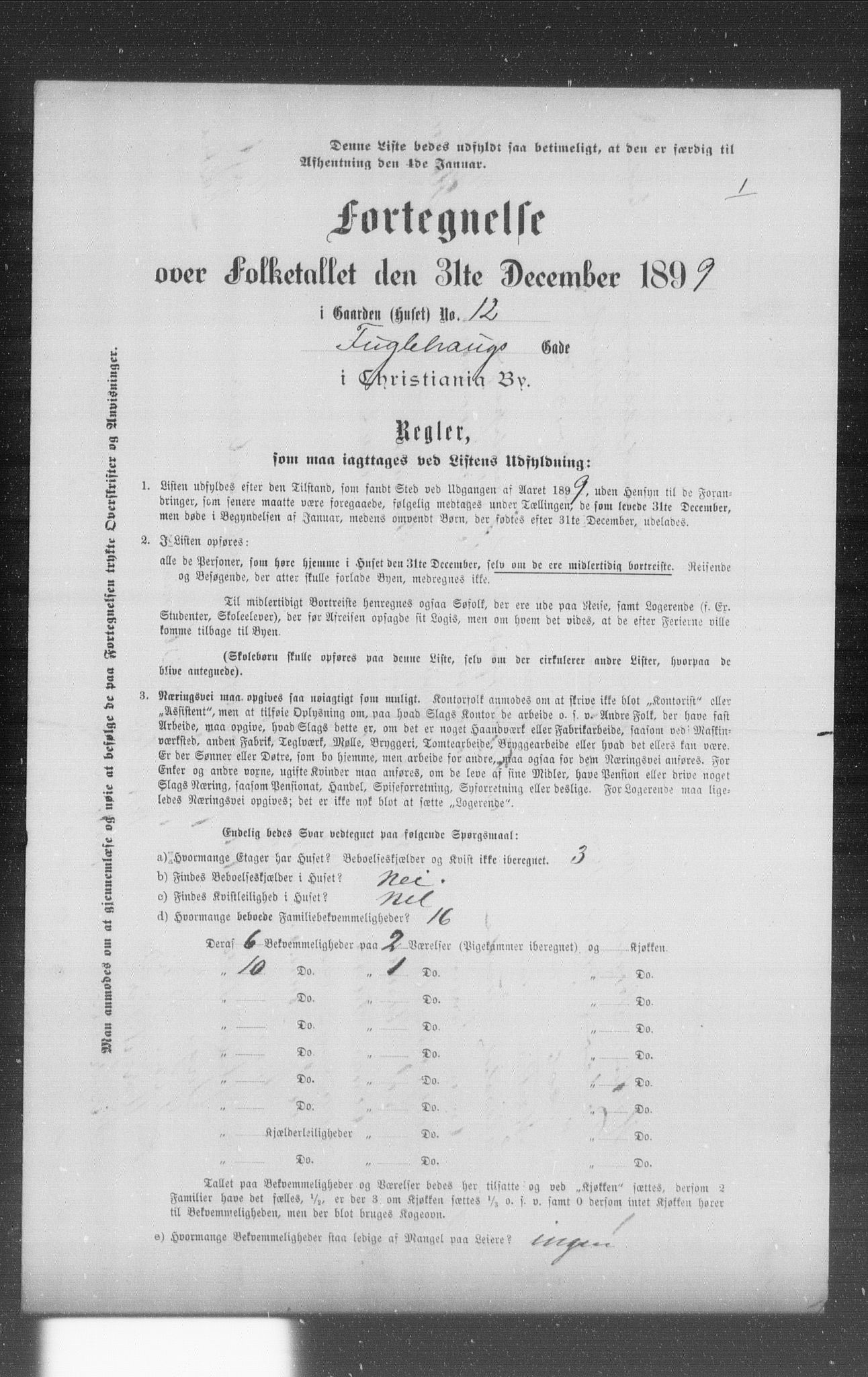 OBA, Municipal Census 1899 for Kristiania, 1899, p. 3737